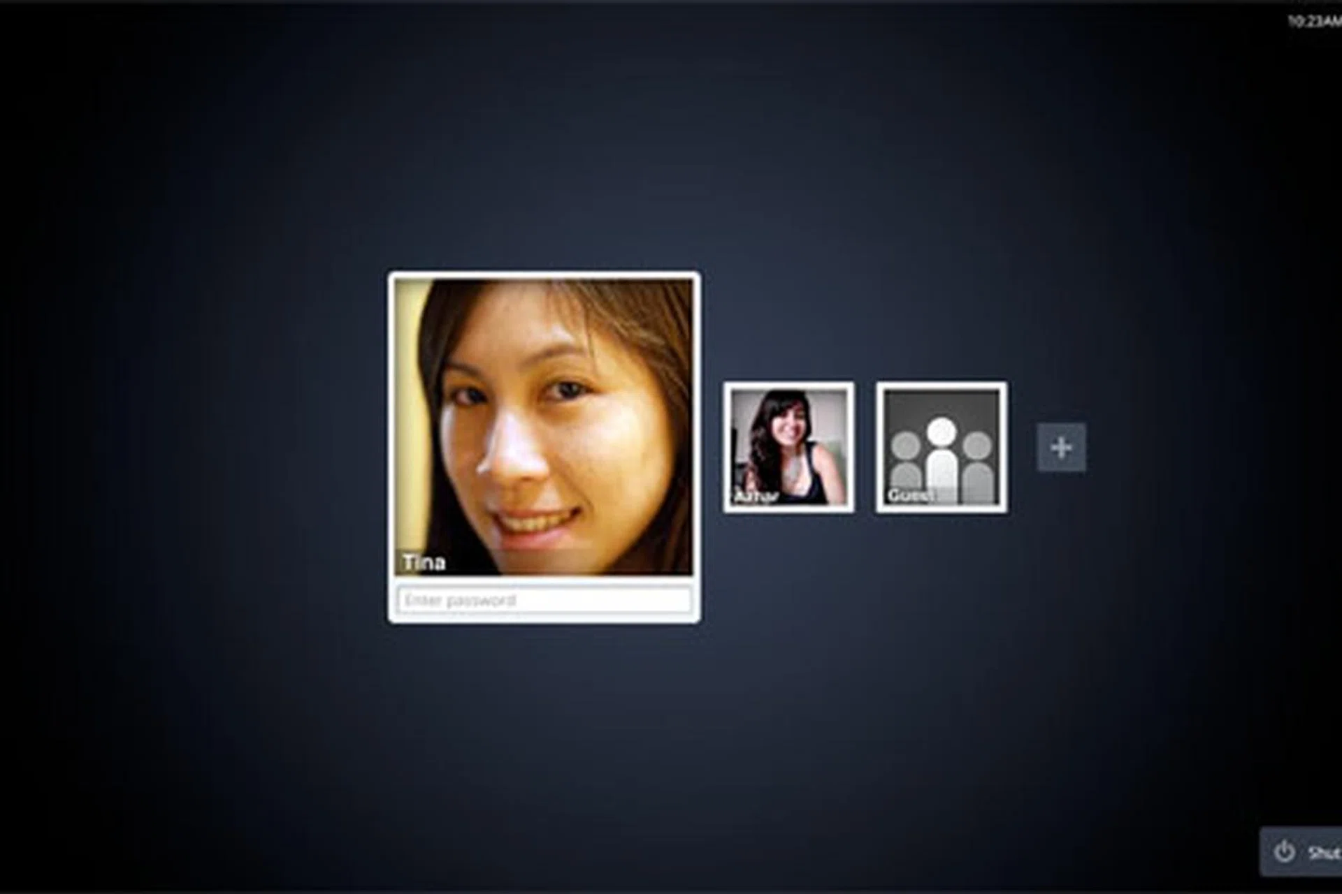 The Chrome OS log in screen and starting point for the Chrome OS experience.