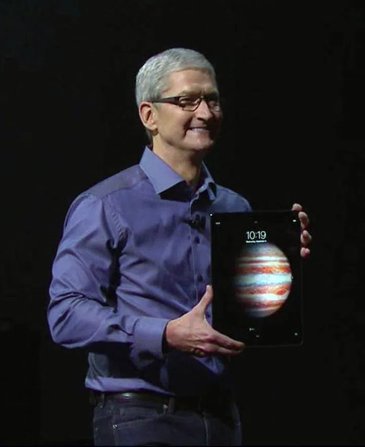 Tim Cook with the new iPad Pro