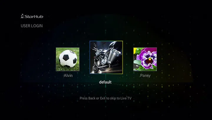 Users can create separate profiles for each family member, so that each of them can customize his or her preferred channels, language, and more. (Image source: StarHub.)