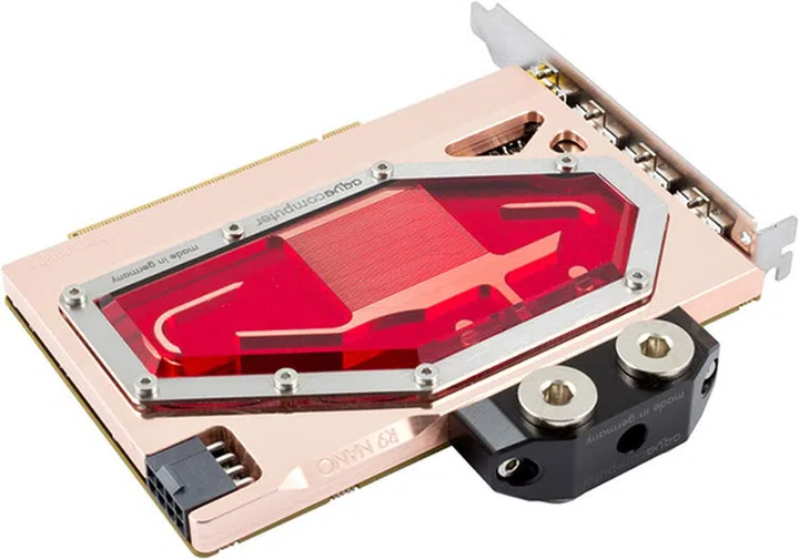 Two versions of the new water block will be available. Shown here is the Plexiglass version. (Image Source: Aqua Computers)