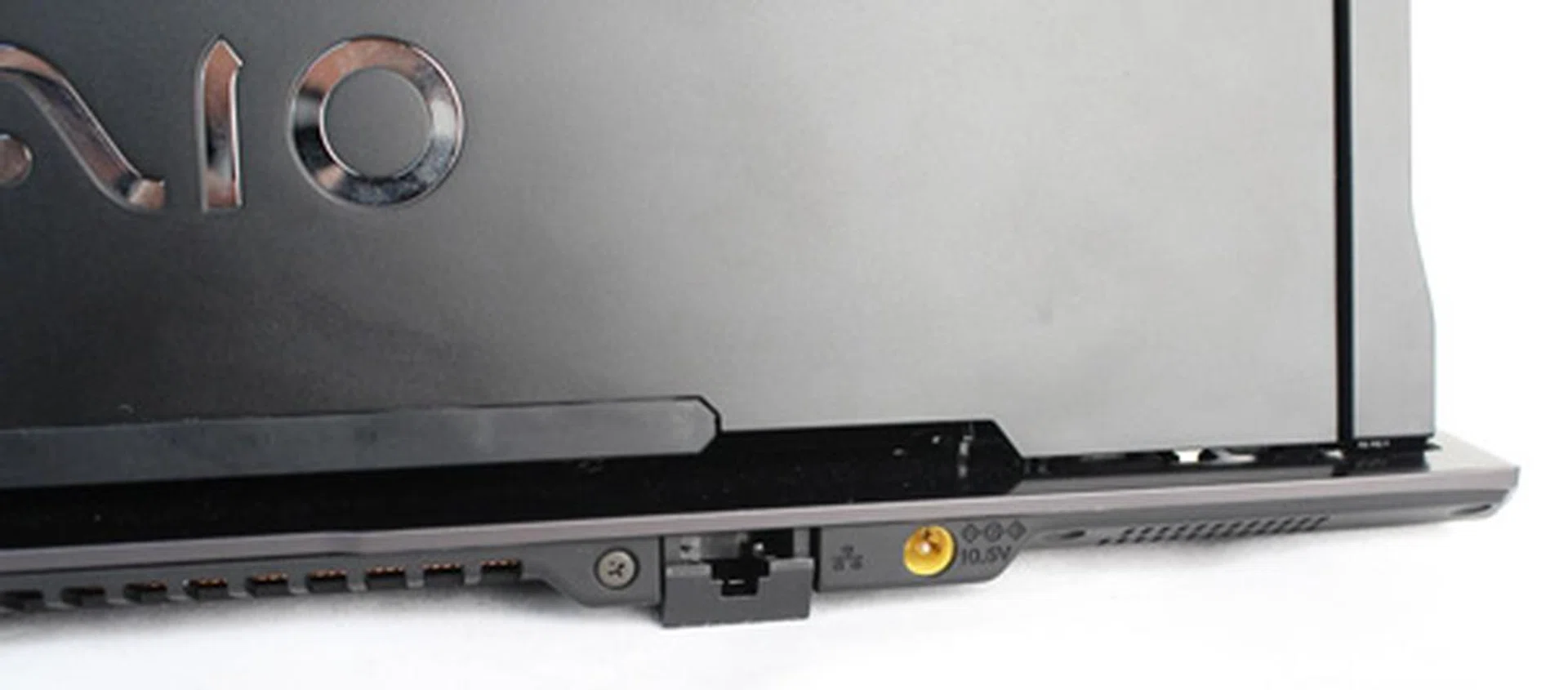 Around the back, you'll find the power port and a pull down RJ-45 ethernet port.