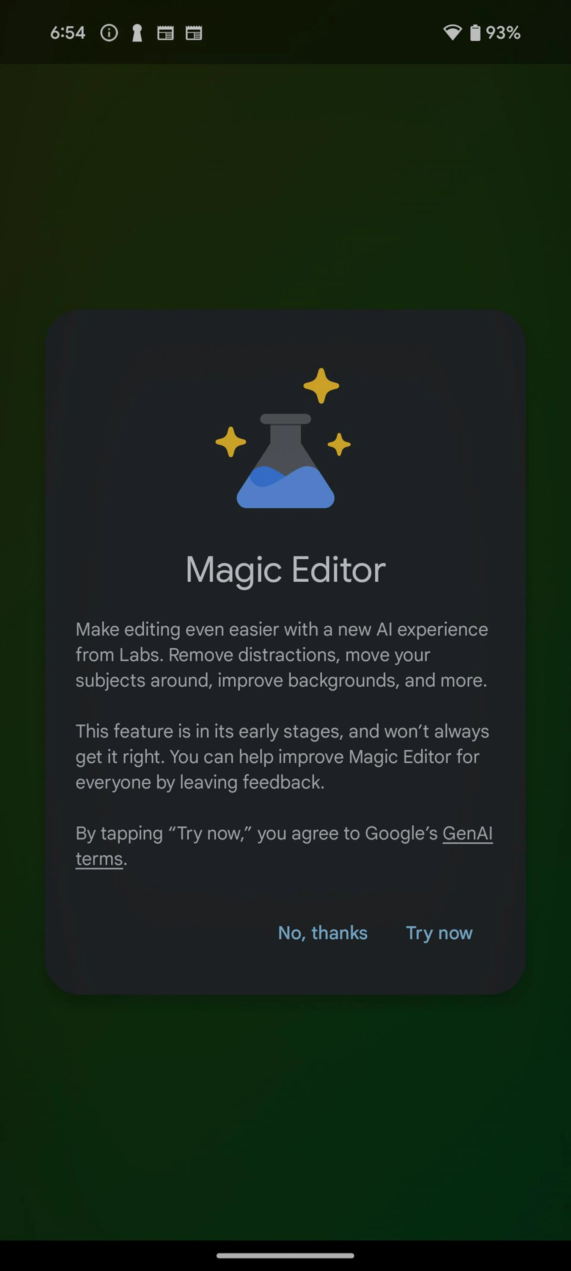 Magic Editor is an option in Google Photos (bottom left icon after hitting Edit).