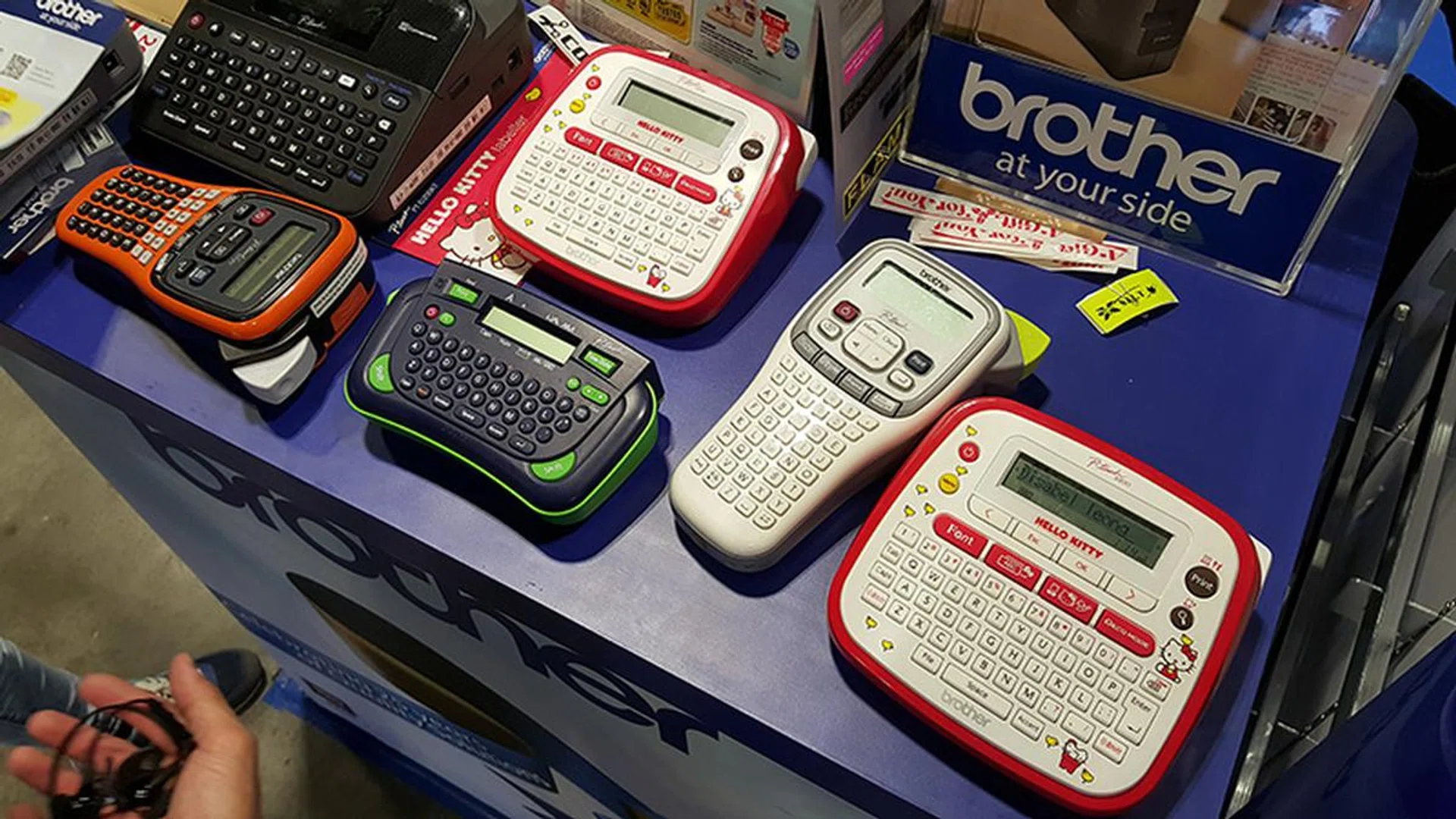 Plenty of labelers from Brother at Comex. Our pick is the Hello Kitty PT-D200KT at $88. Comes with a pair of GV movie tickets.