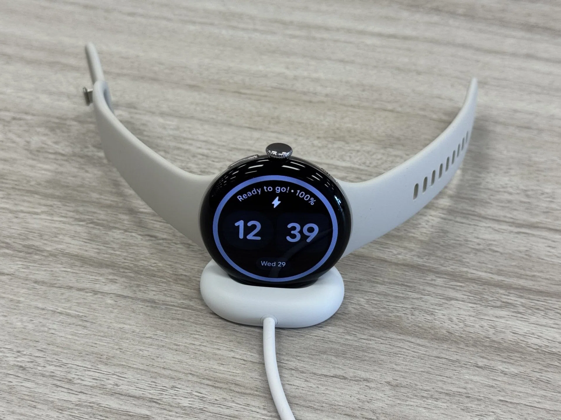 The Google Pixel Watch 4 charging