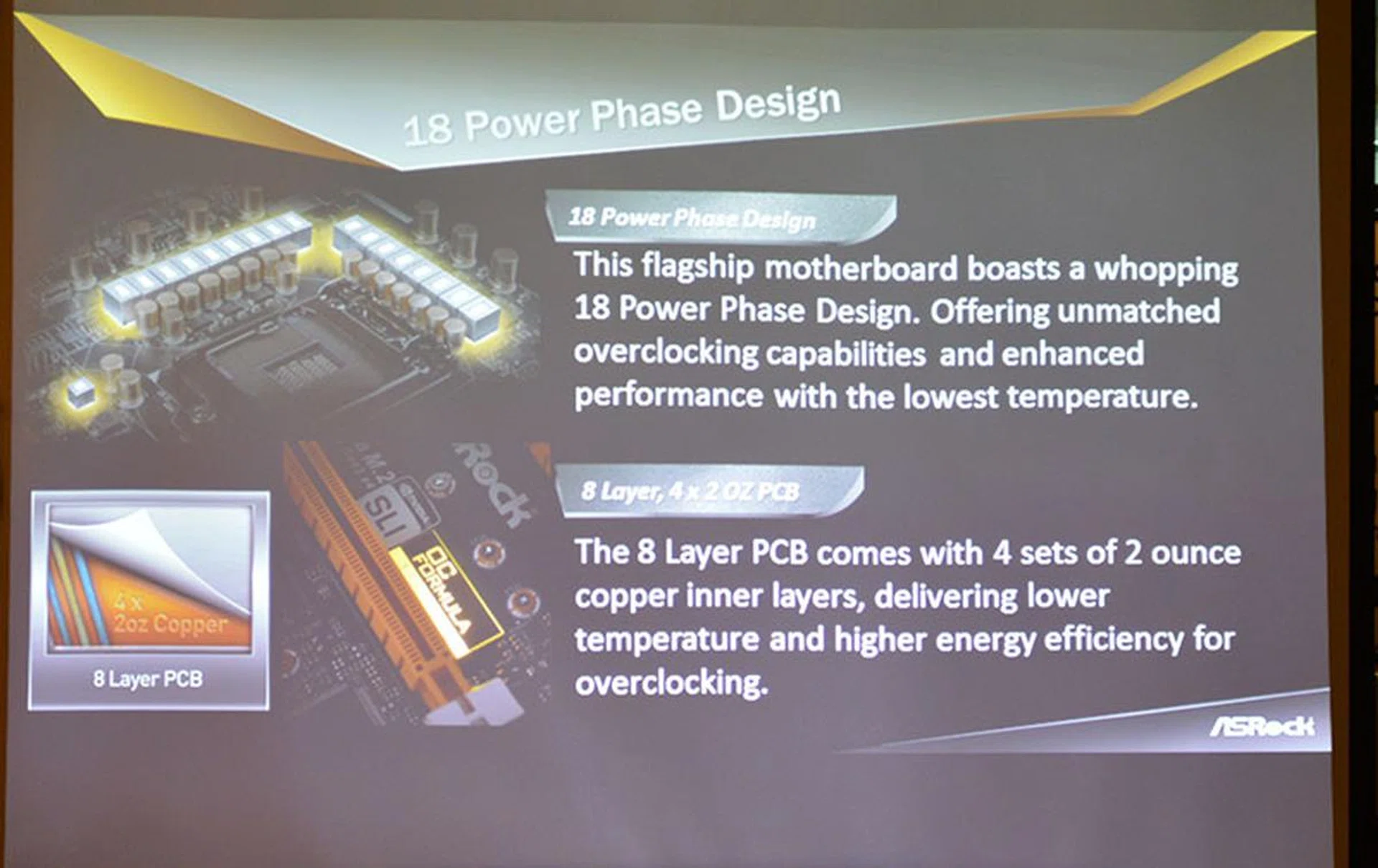 The Z170 OC Formula uses an 18-phase power design and an eight-layer PCB for higher and more stable overclocks.