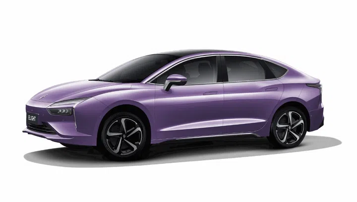 JMEV Elight sedan in purple