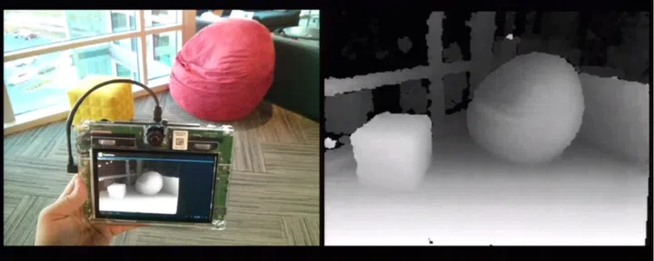 Tango has a complete understanding of an object's depth and spatial position.