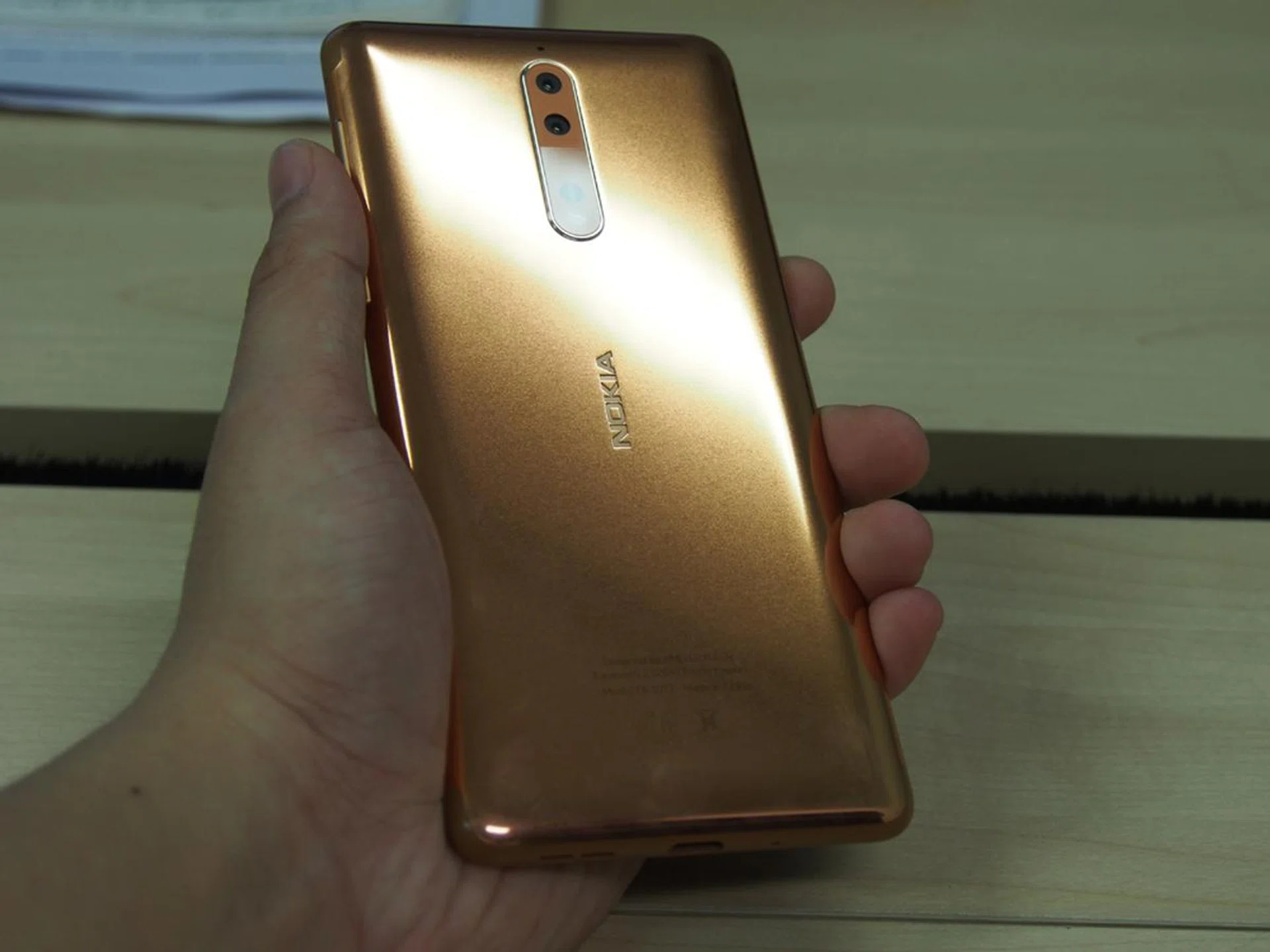 Polished Copper. The shinier variants take longer to manufacture than the matte finish counterparts - actual quote (not verbatim) from HMD Global.