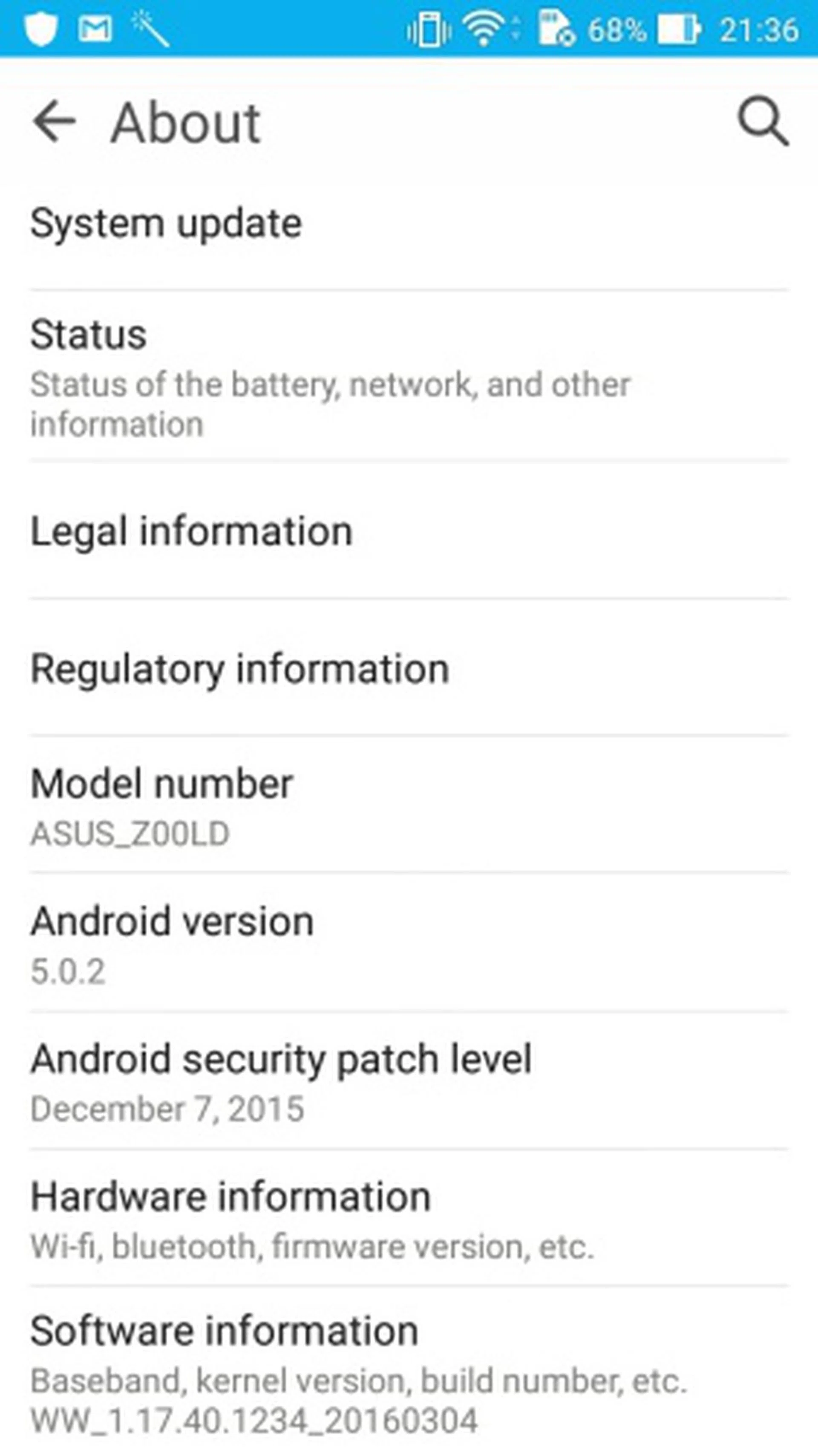 It's concerning to see the ASUS ZenFone 2 Laser running an Android security patch level dated in Dec 2015.