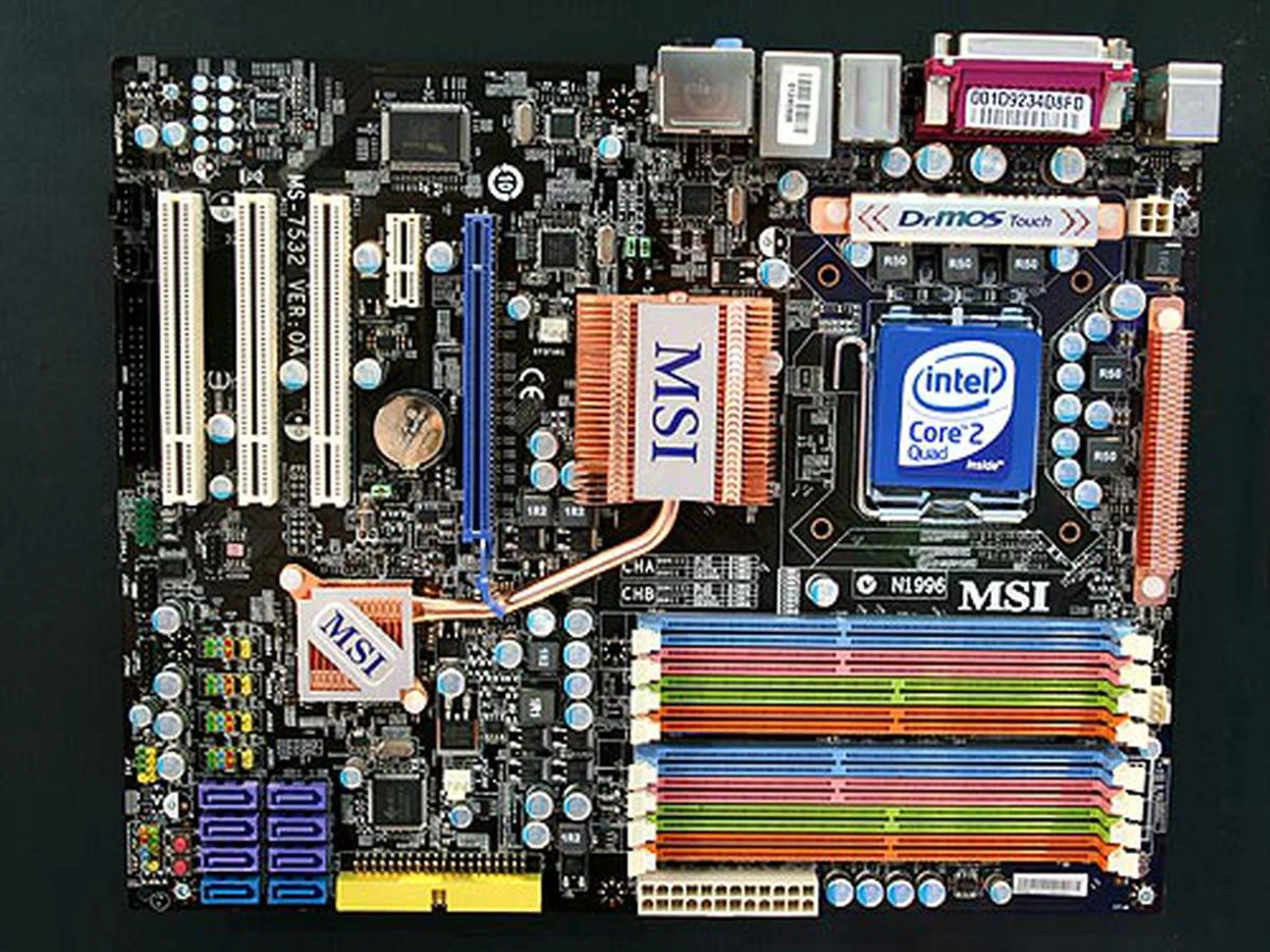  This latest MSI board features up to eight memory slots. Known as the MSI P4S8D, the P45 based board will come with support for both DDR2 and DDR3 memory, ensuring great future upgradability. As with most MSI boards, it will feature their latest Dr. MOS technology as well as Circu-Pipe 2 Lite cooling solution.  
