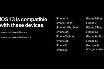 The current list of devices compatible with iOS 13. (Image: Apple website.)