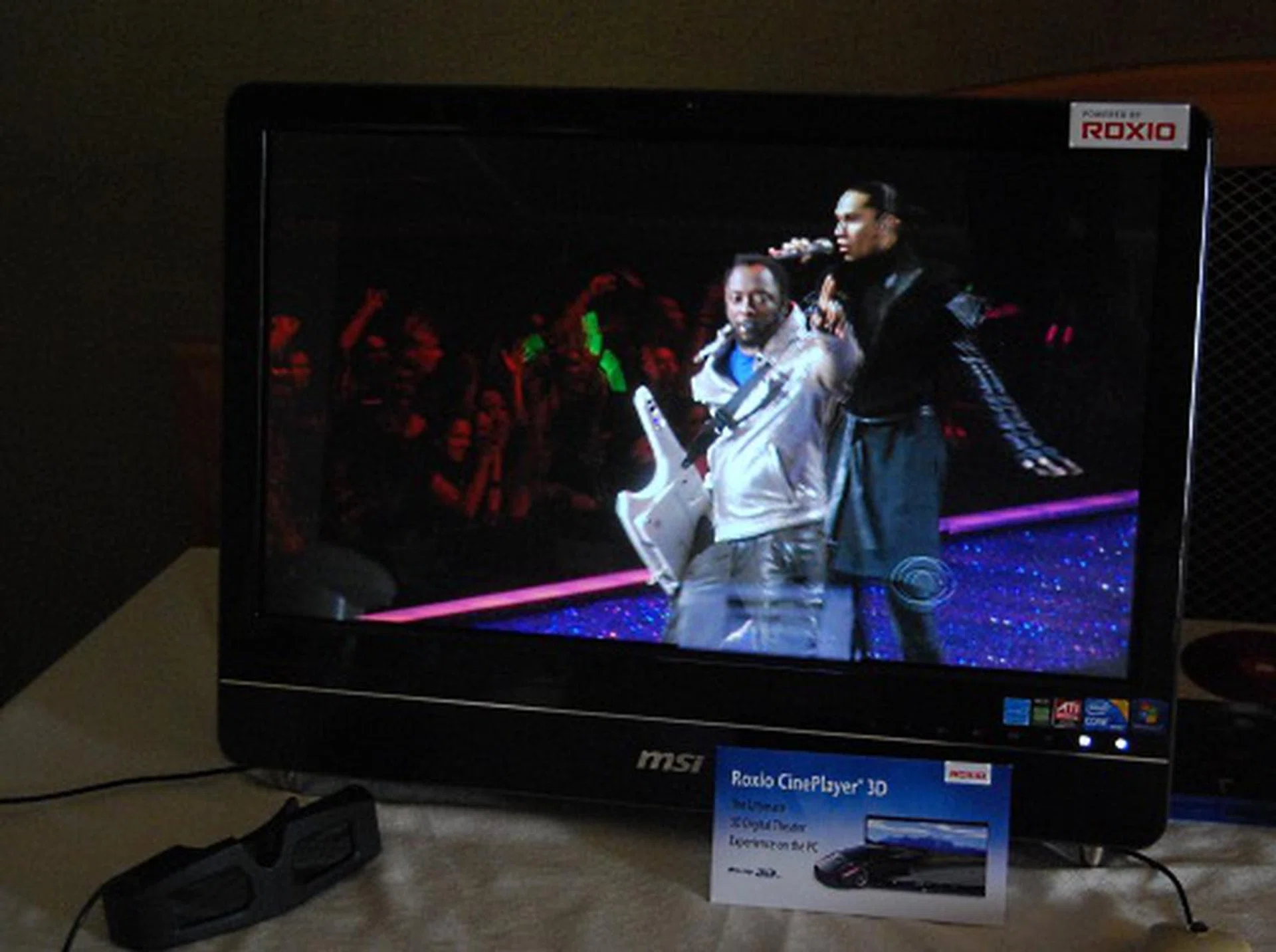 Roxio CinePlayer 3D is demonstrated here along with a pair of 3D glasses. With Blu-ray 3D being released gradually, it's important to have the software to play them. 