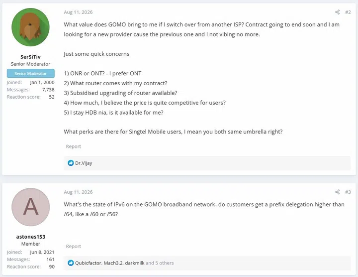 HWZ forum questions about GOMO broadband