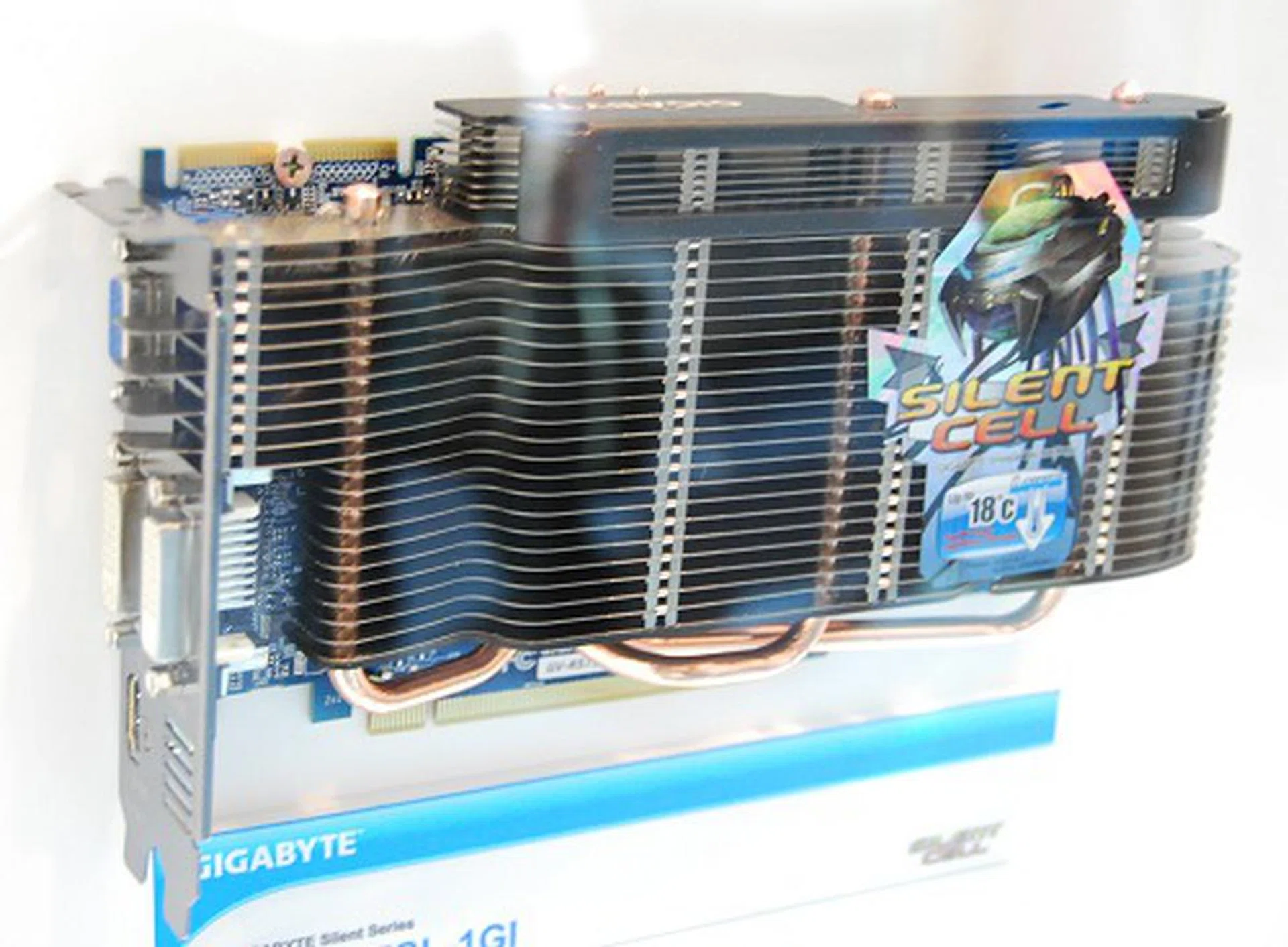 This full sized passively cooled graphics card is the GV-R575SL-1GI, a Radeon HD 5750 GPU based card with Gigabyte's famous Silent-cell cooling design. Be sure to have good ventilation as this could be one of the highest performing passive cards in the market.