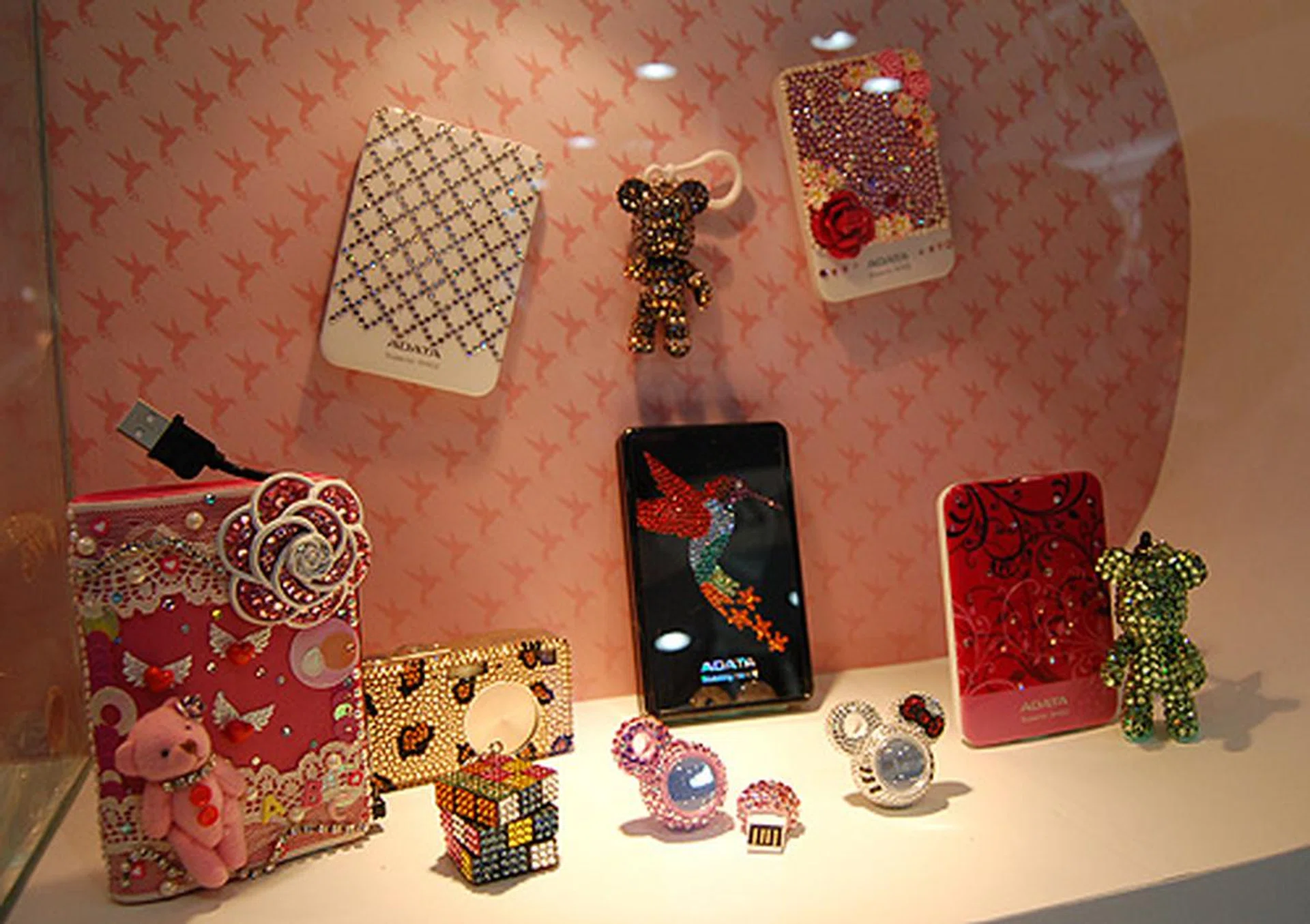 There's something for ladies too. Check out these really "bling" flash drives and portable hard drives.