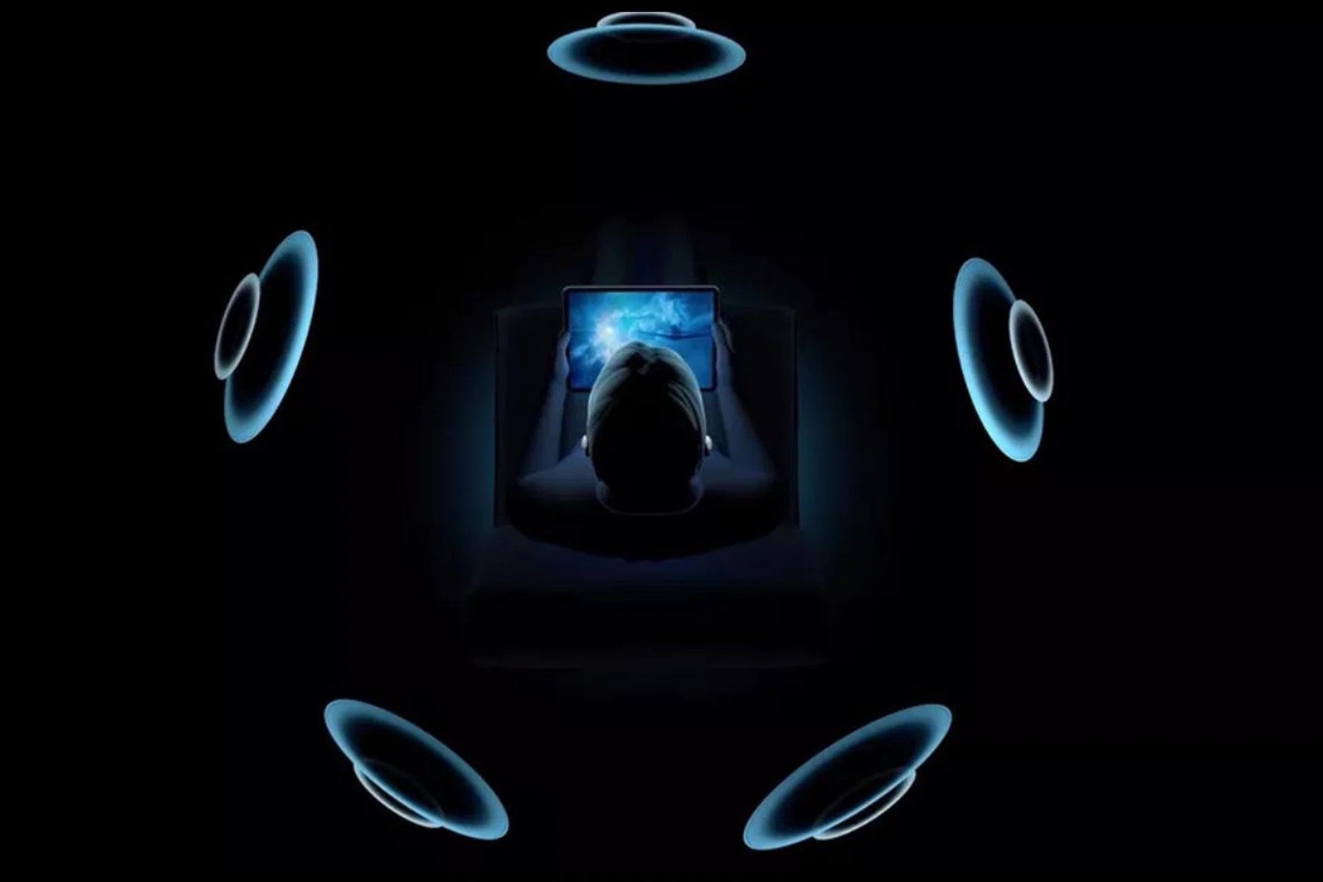 With spatial audio, your headphones can make it seem as if the sound is coming from all around you. (Image source: Apple)