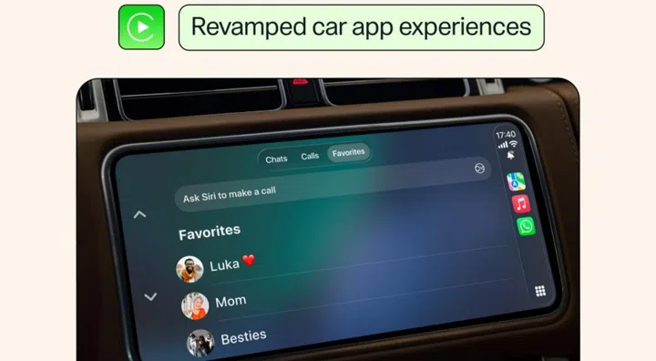 New in-car interface of WhatsApp