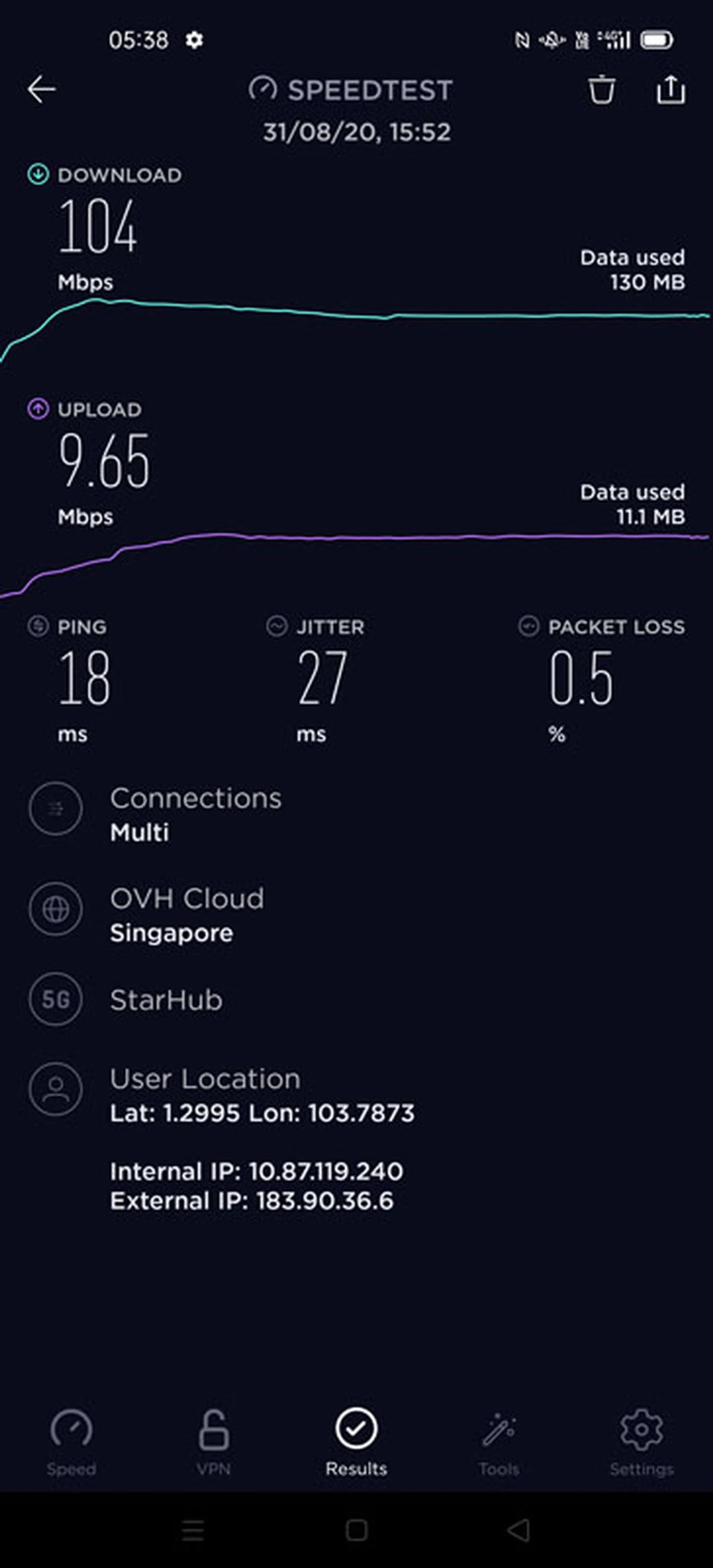 StarHub 5G Test 1