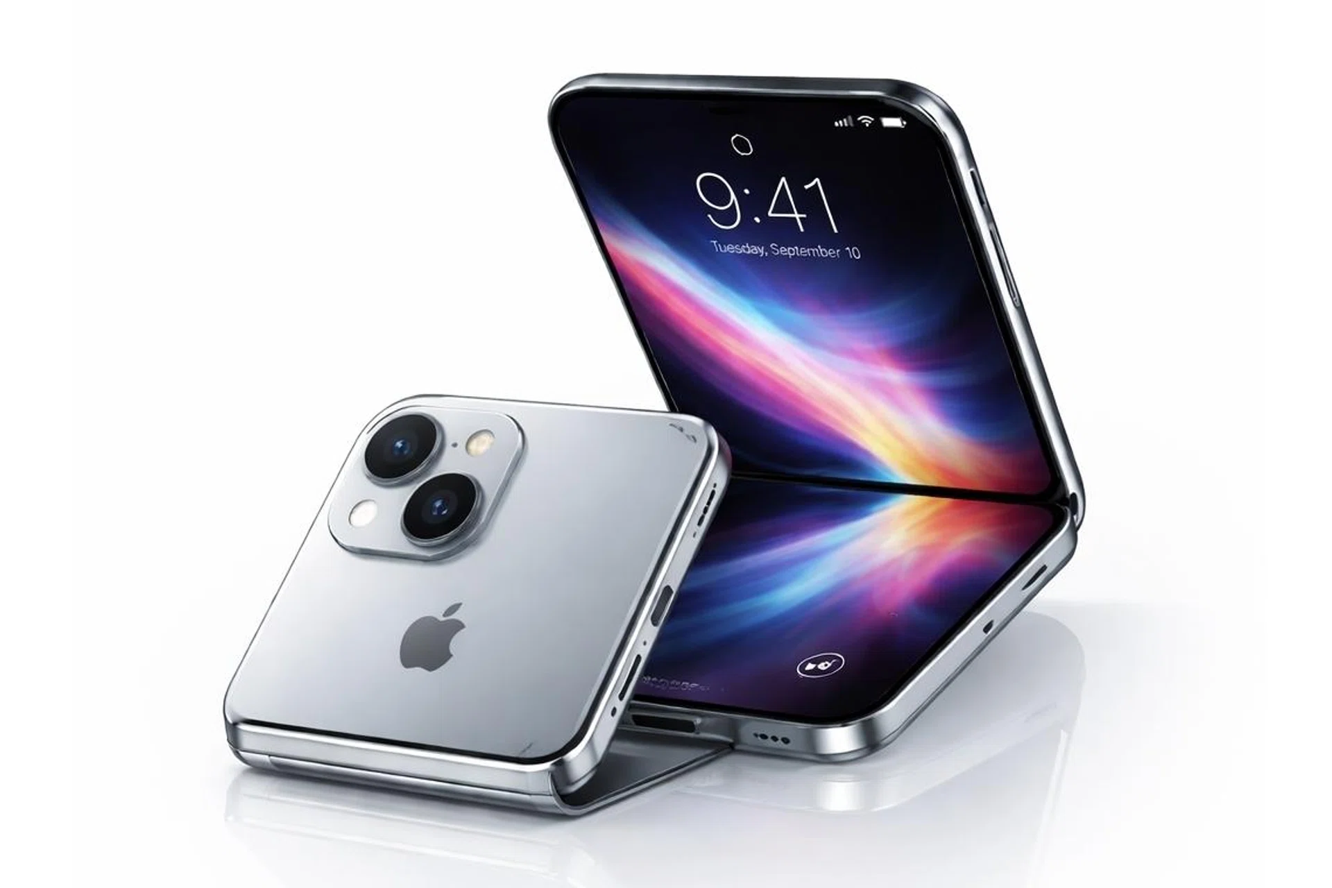 Concept render of a foldable flip Apple iPhone.