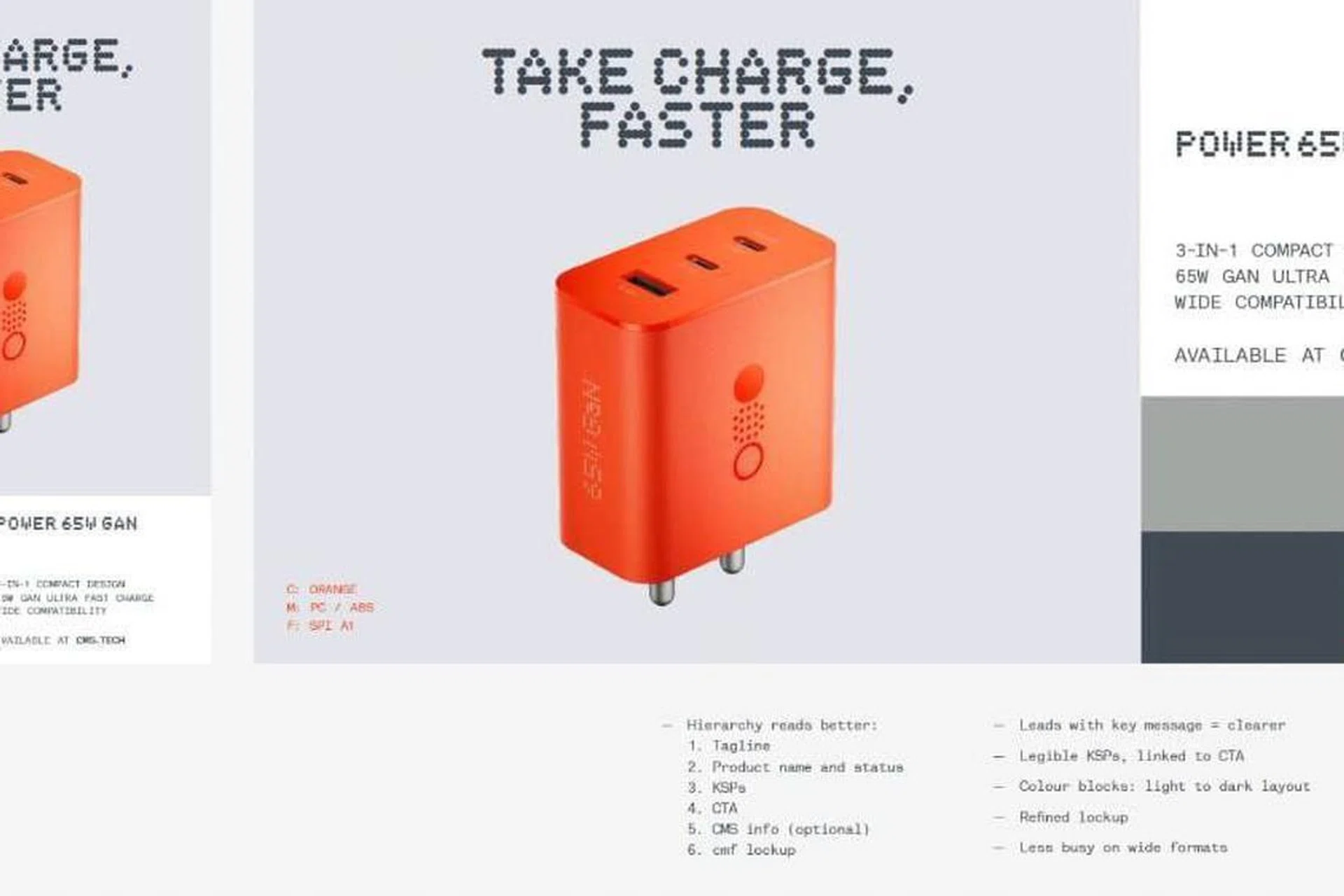 CMF by Nothing's leaked 65W GaN charger renders. Credit: Tech and Leaks. 