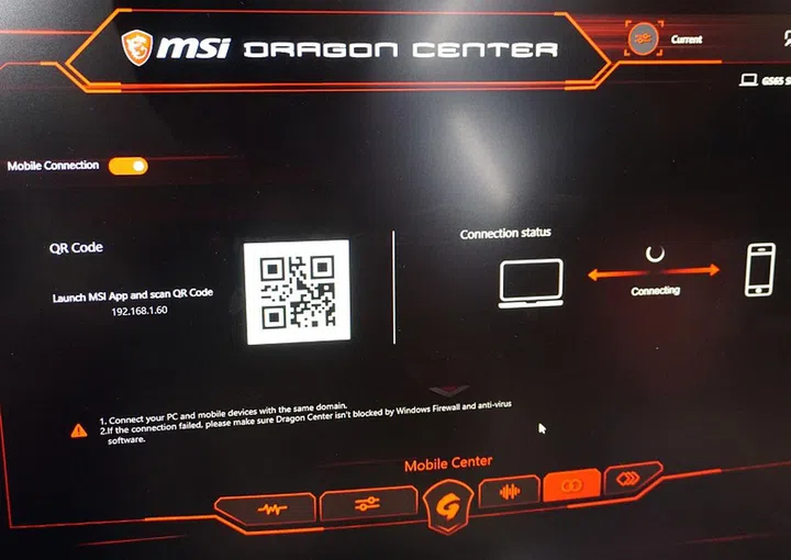 You can even establish a mobile link through a handshake process when both the machine and your phone are in the same network SSID. This will then allow you to control most of the Dragon Center 2.0 utility options on the fly while you’re in a game or busy rendering in an application.