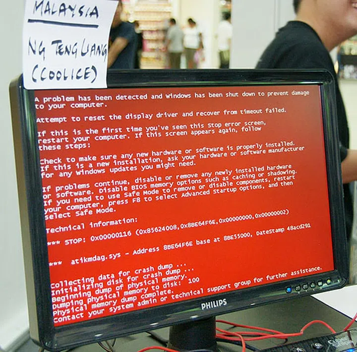 Once in a blue moon, you may witness a red screen of death.