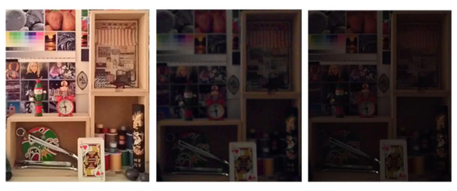 Close-up of the photos taken in their respective Low Light or Night modes. <br> Left to right: ASUS ZenFone 5, HTC Desire 616 and Xiaomi Redmi 1S.