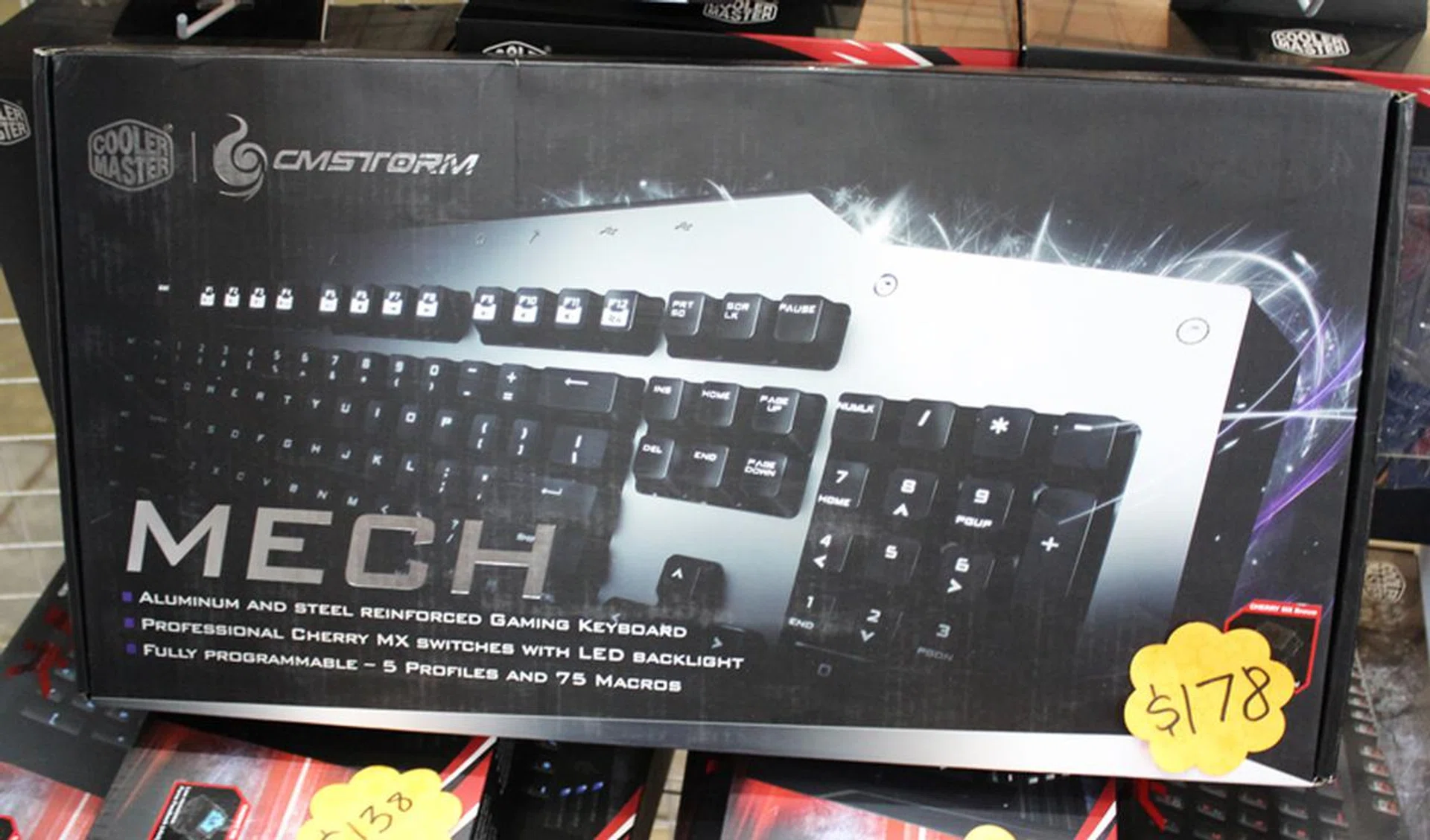 Don’t let the weird name fool you, CMStorm’s Mech Mechanical Gaming Keyboard is one of the newest entries in the mechanical keyboard arena. It comes with your choice of Cherry MX Blue, Brown or Red switches, has 2 USB 3.0 ports, 5 macro keys and has full LED backlights. If you like your keyboards huge and intimidating, the Mech is going for $178 (U.P $208 (Blue or Brown switches), $218 (Red switch)).