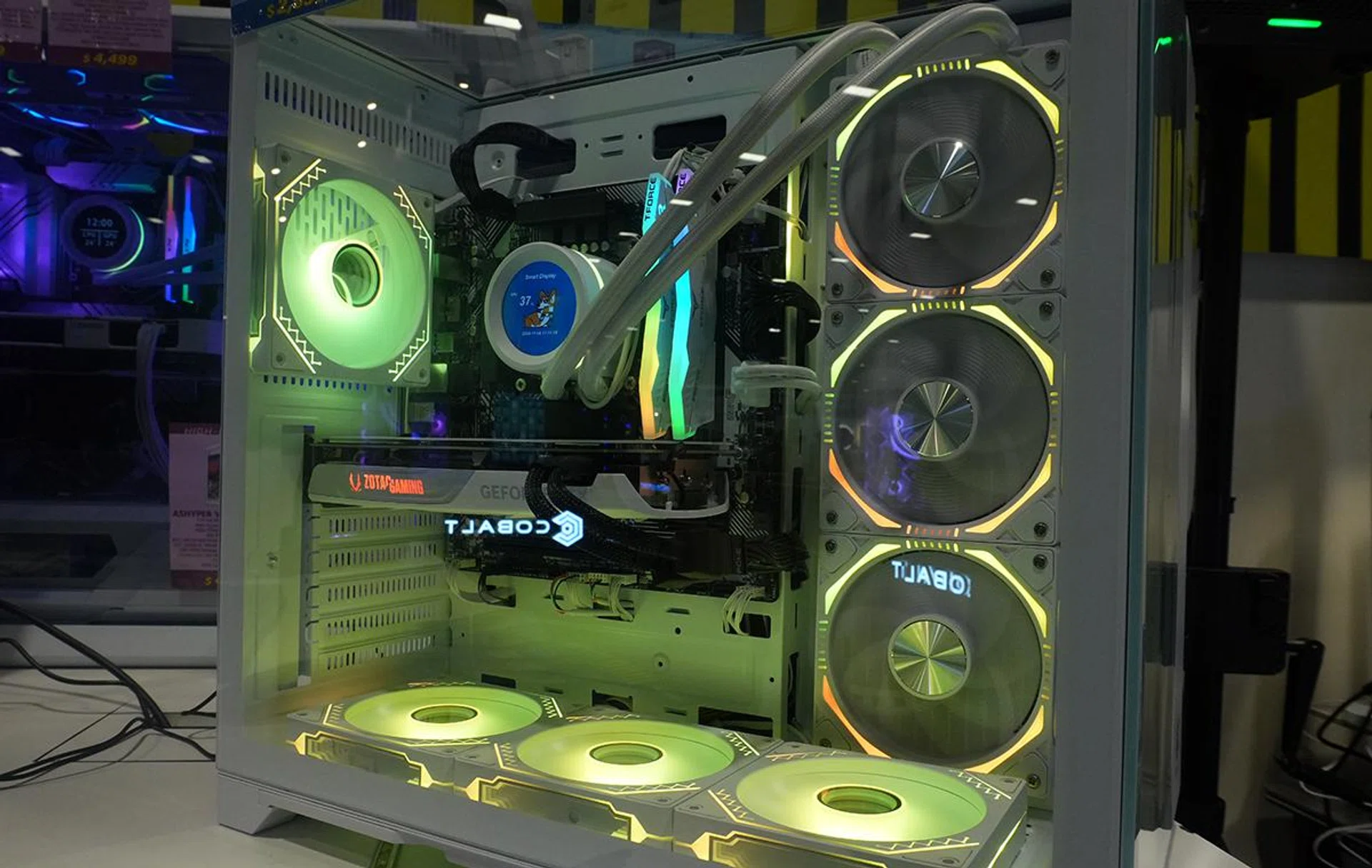 A couple of AMD 9800X3D rigs can be found at the Smart Home Tech Show 2024. Photo: HWZ