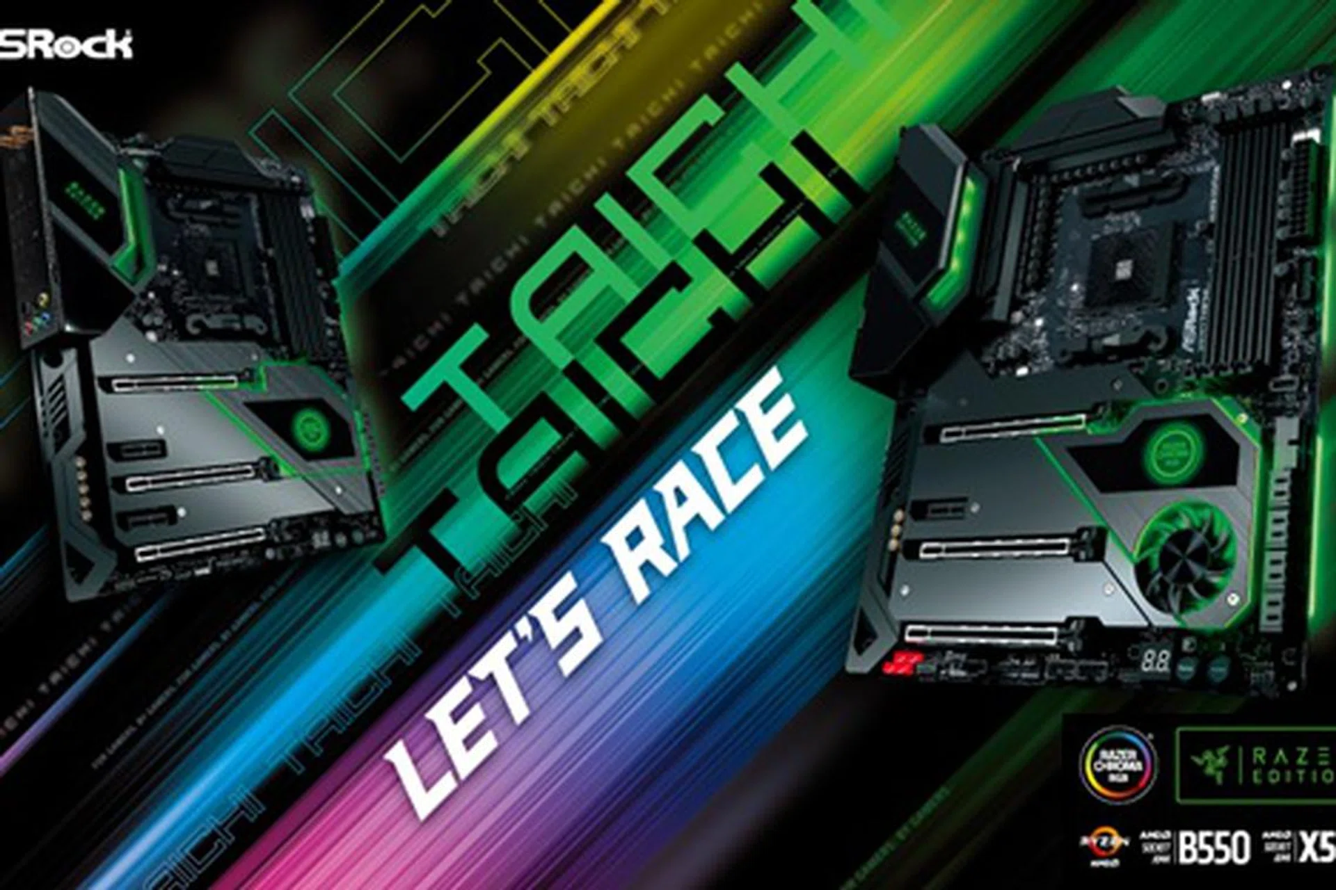 ASRock B550 on the left, X570 on the right. (Image Source: ASRock)