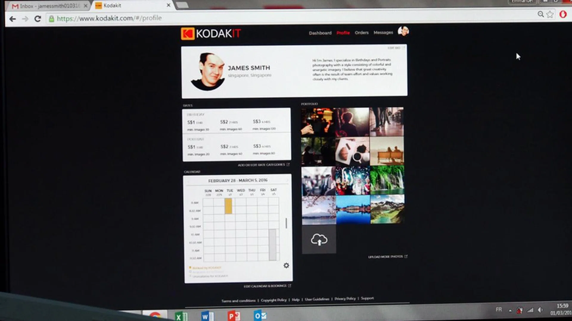 Photographers can manage their KODAKIT profiles on the KODAKIT website.The profile handles their schedules and deliverables all in one place.