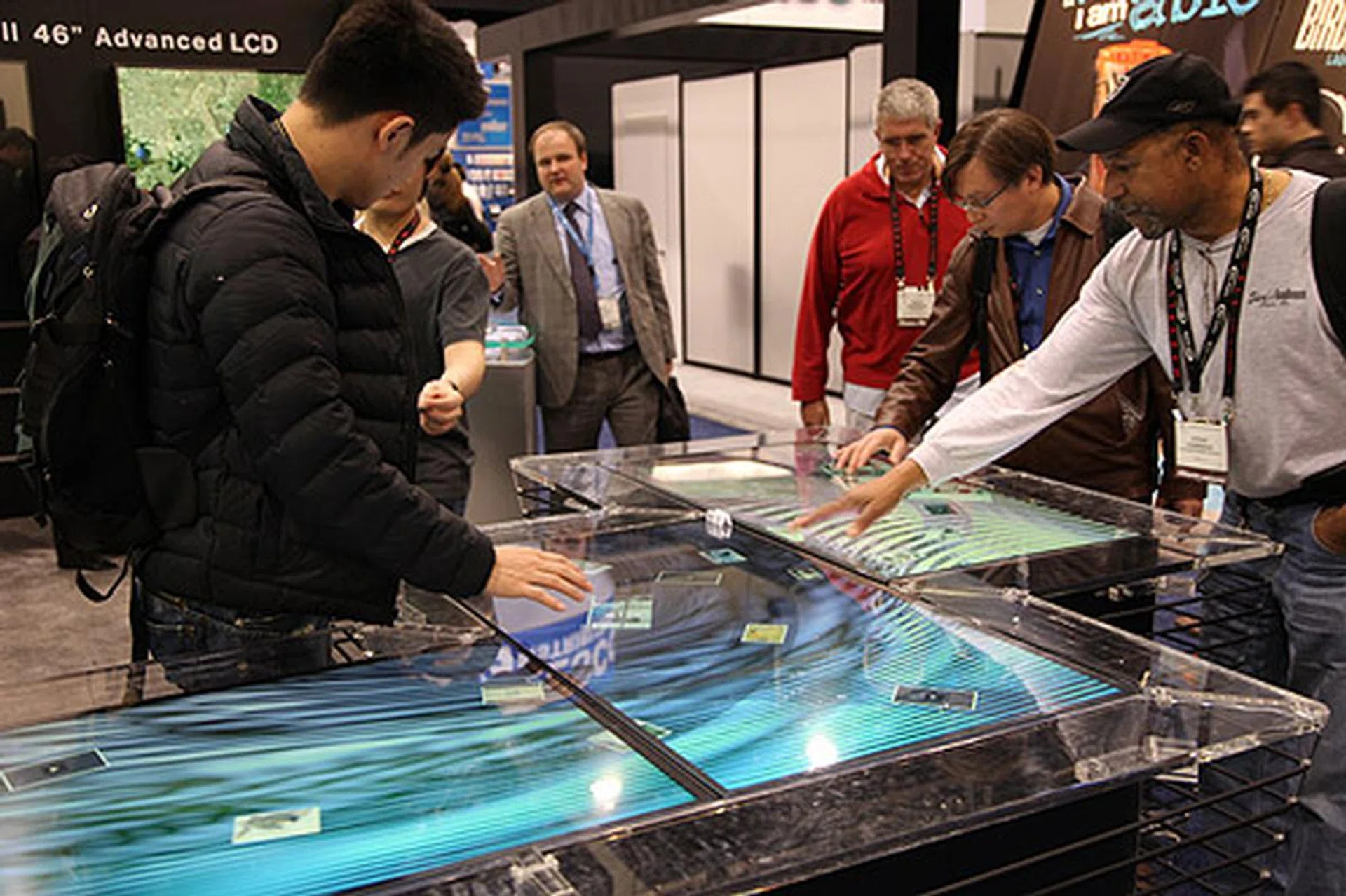 Multitouch, a Finland company which produces large multi-touch displays was there to demonstrate their range of products.