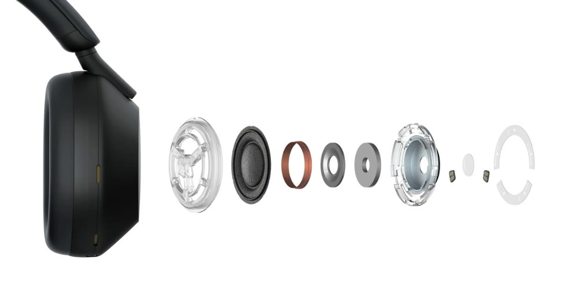 The WH-1000XM5 has a new 30mm driver that Sony says it more effective at cancelling out low frequency noises. (Image source: Sony)