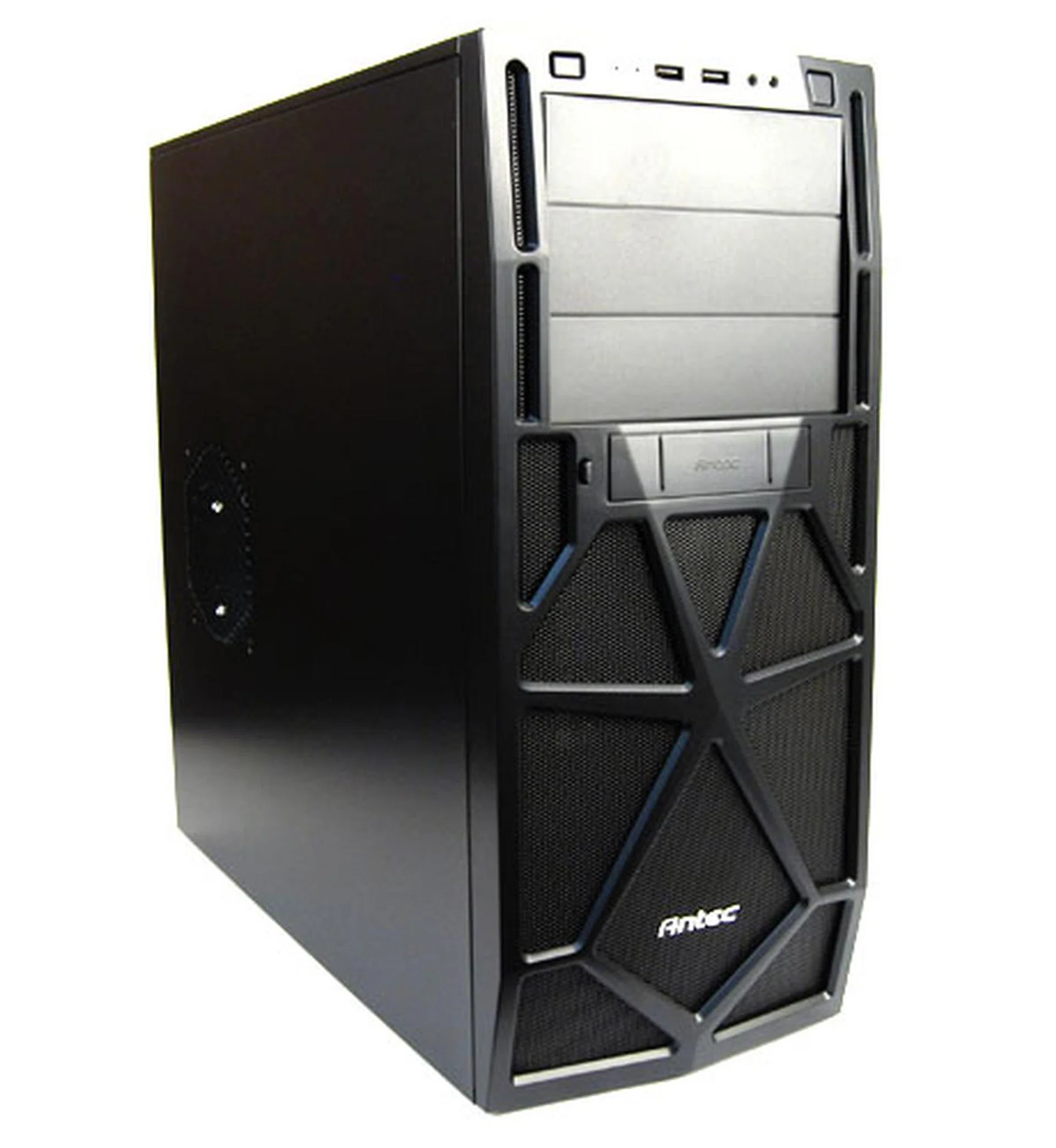 The spiderweb design on the front panel is a decent attempt by Antec to make things a little more interesting.