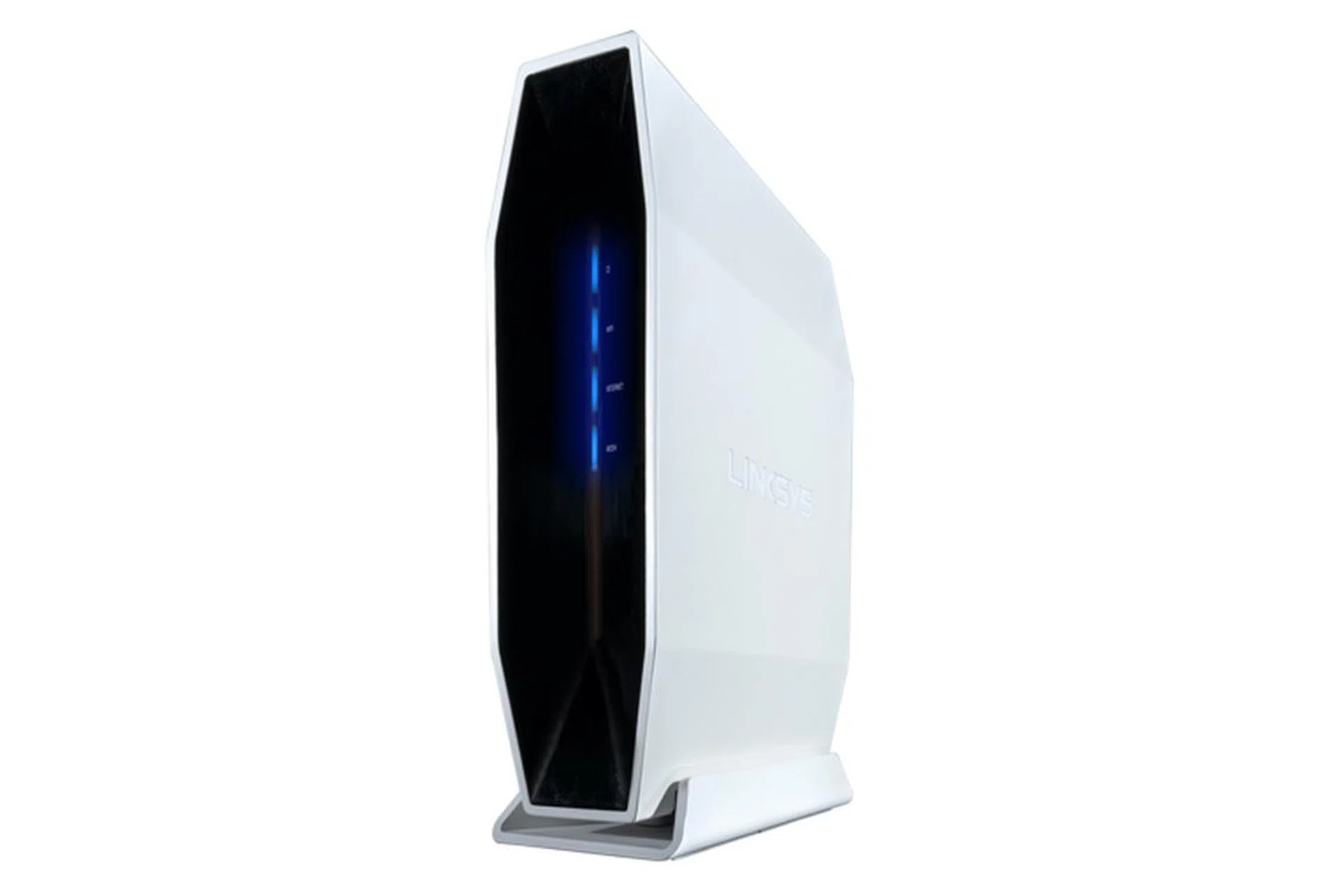 The E9450 stands vertical like Linksys's other mesh solution, the Velop. Image courtesy of Linksys.