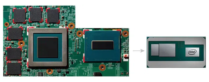 EMIB can enable significant space savings, according to Intel. (Image Source: Intel)