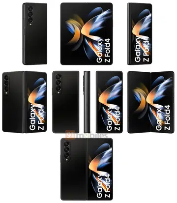 The Samsung Galaxy Z Fold4 in phantom black. <br>Image source: 91Mobiles.