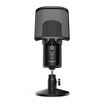 The M3 with the included pop filter. (Image source: Creative)