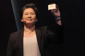 Dr. Lisa Su, President and CEO of AMD. In her hand is the new EPYC workstation CPU.