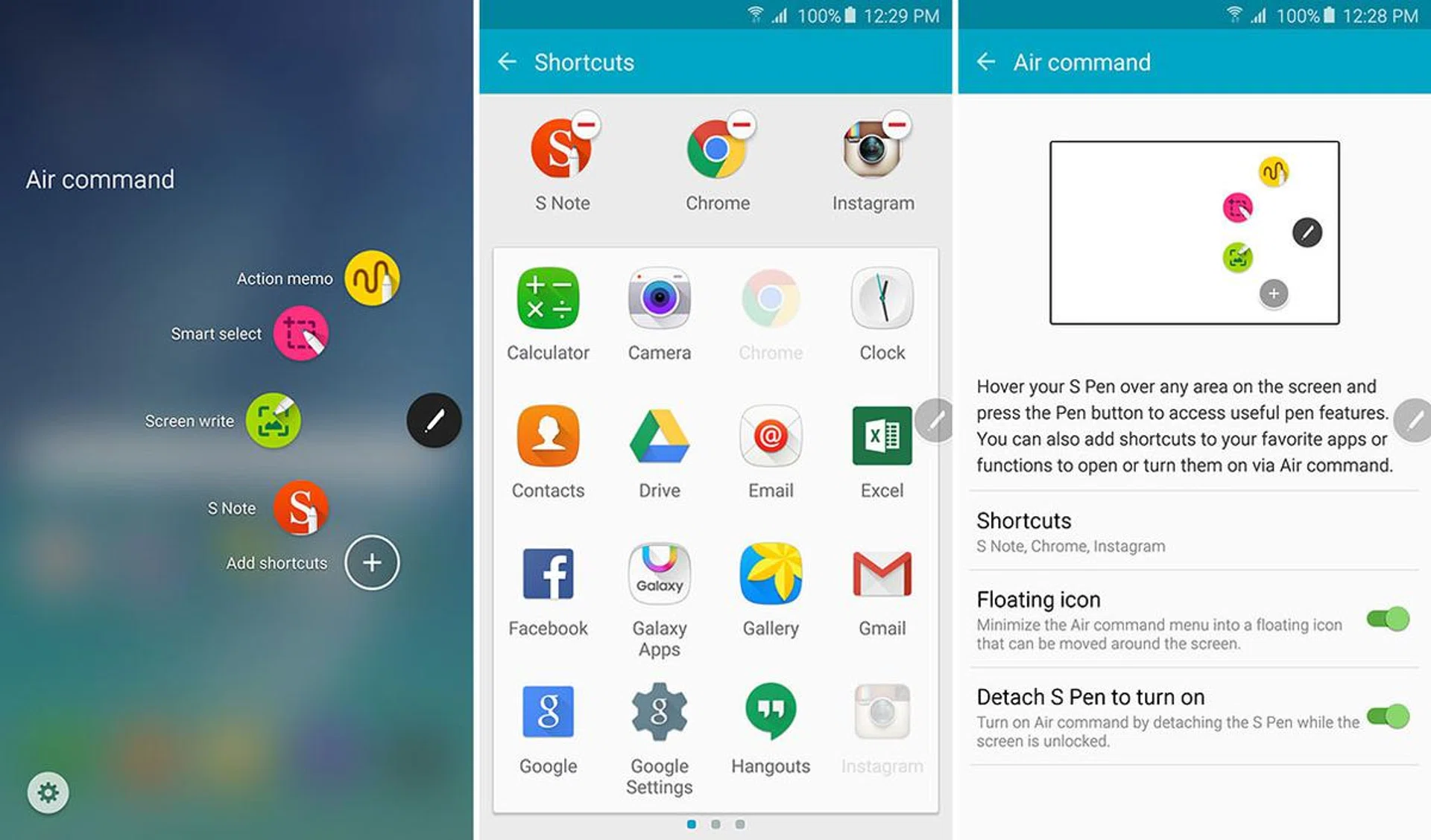 The ability to put app shortcuts in the Air Command menu is another new, time-saving feature on the Note 5.