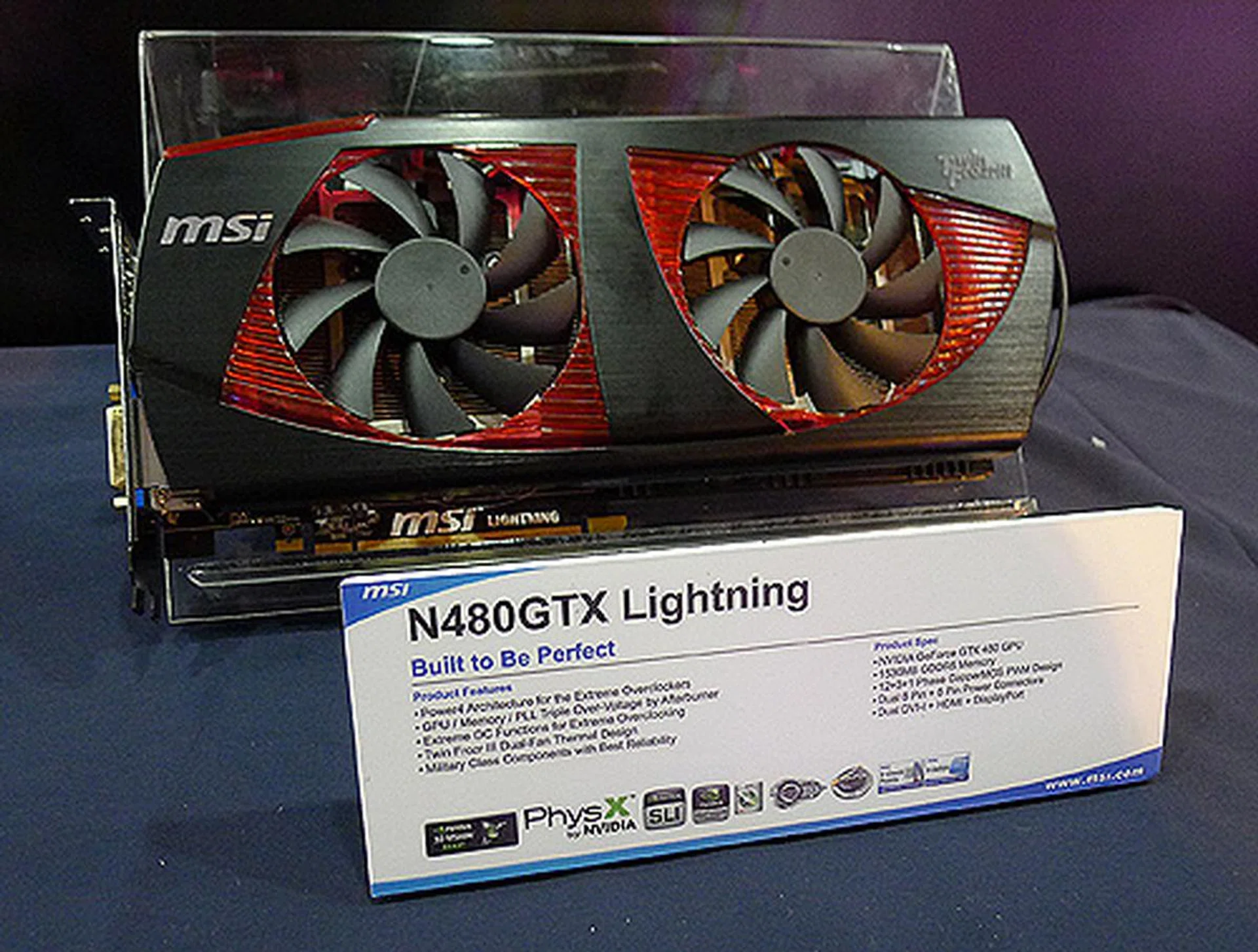 MSI has just announced their latest card - the N480GTX Lightning. Boasting a long list of enhanced components and also the latest Twin Frozr III cooler, MSI is confident that this is the best graphics card money can buy right now.