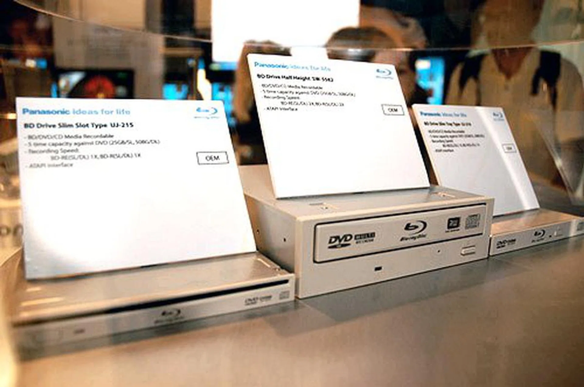 Besides set-top Blu-ray disc players, we also saw internal Blu-ray writers for the desktop and notebook PC by Panasonic (pictured), Sony, Hitachi and Philips. We recently reviewed LG's Blu-ray writer. Be prepared for a few more in the coming months.