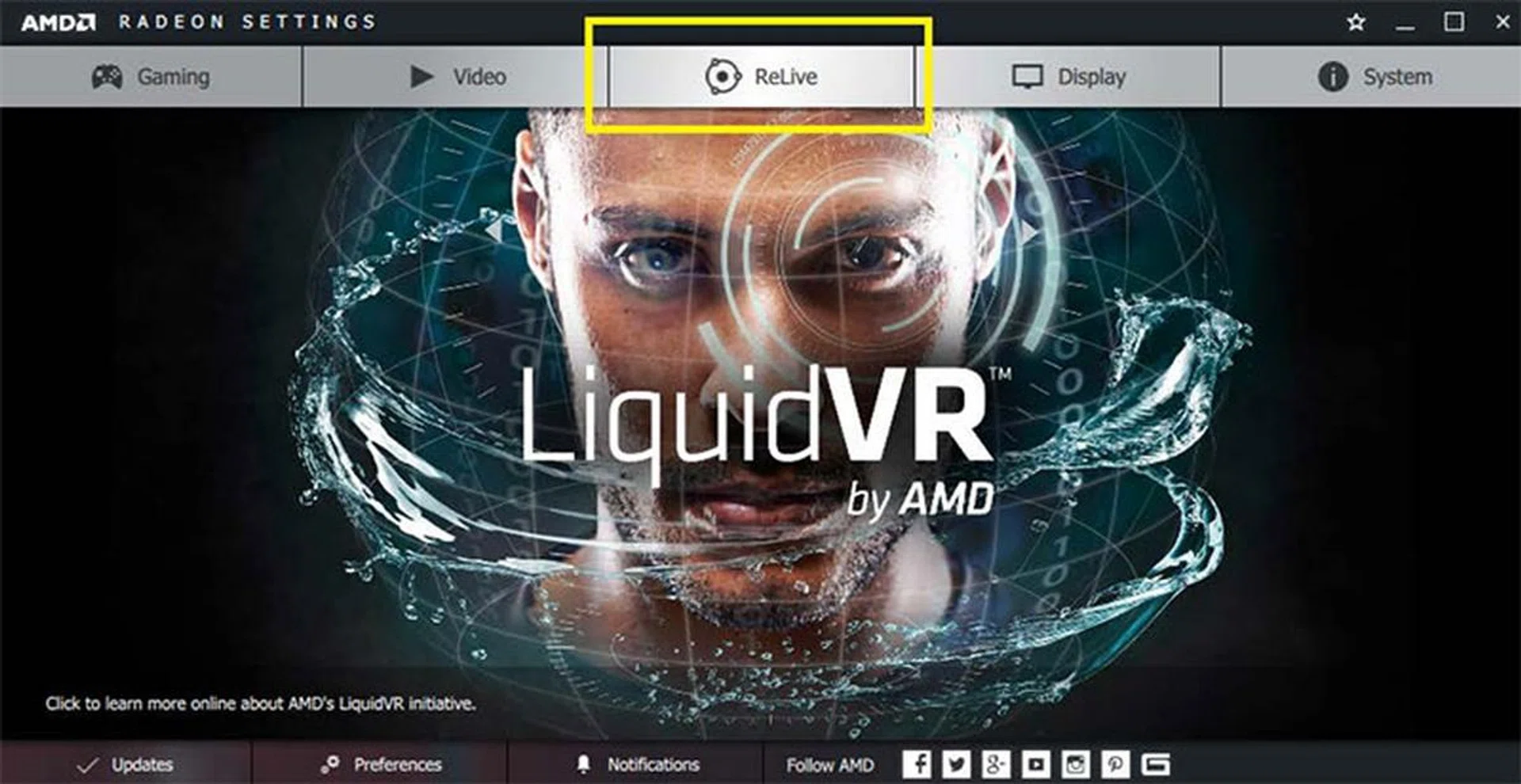 There's now a new ReLive tab in the Radeon Software settings.