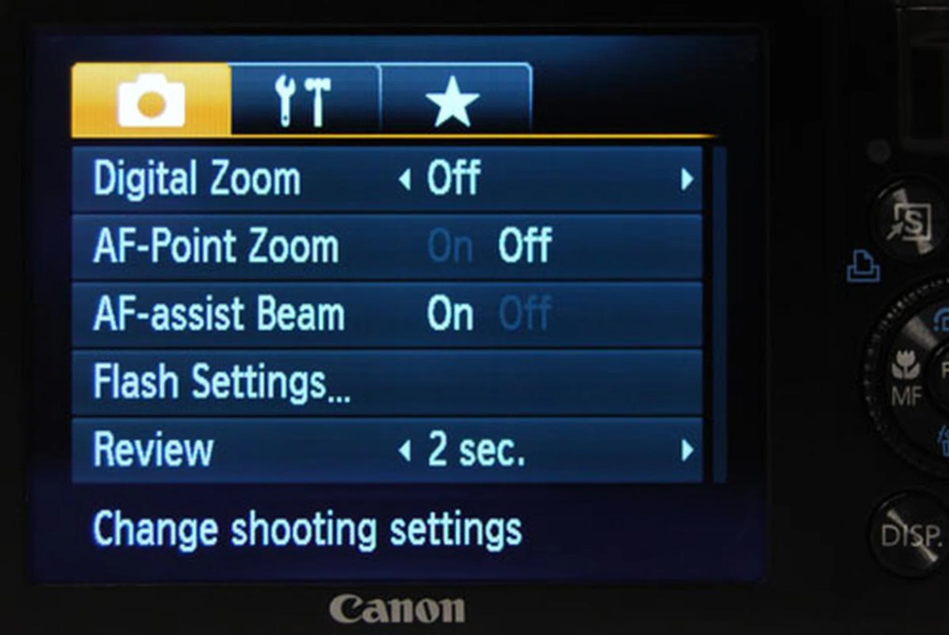The menu is easy to use and should be familiar to anyone who's ever used a Canon IXUS.