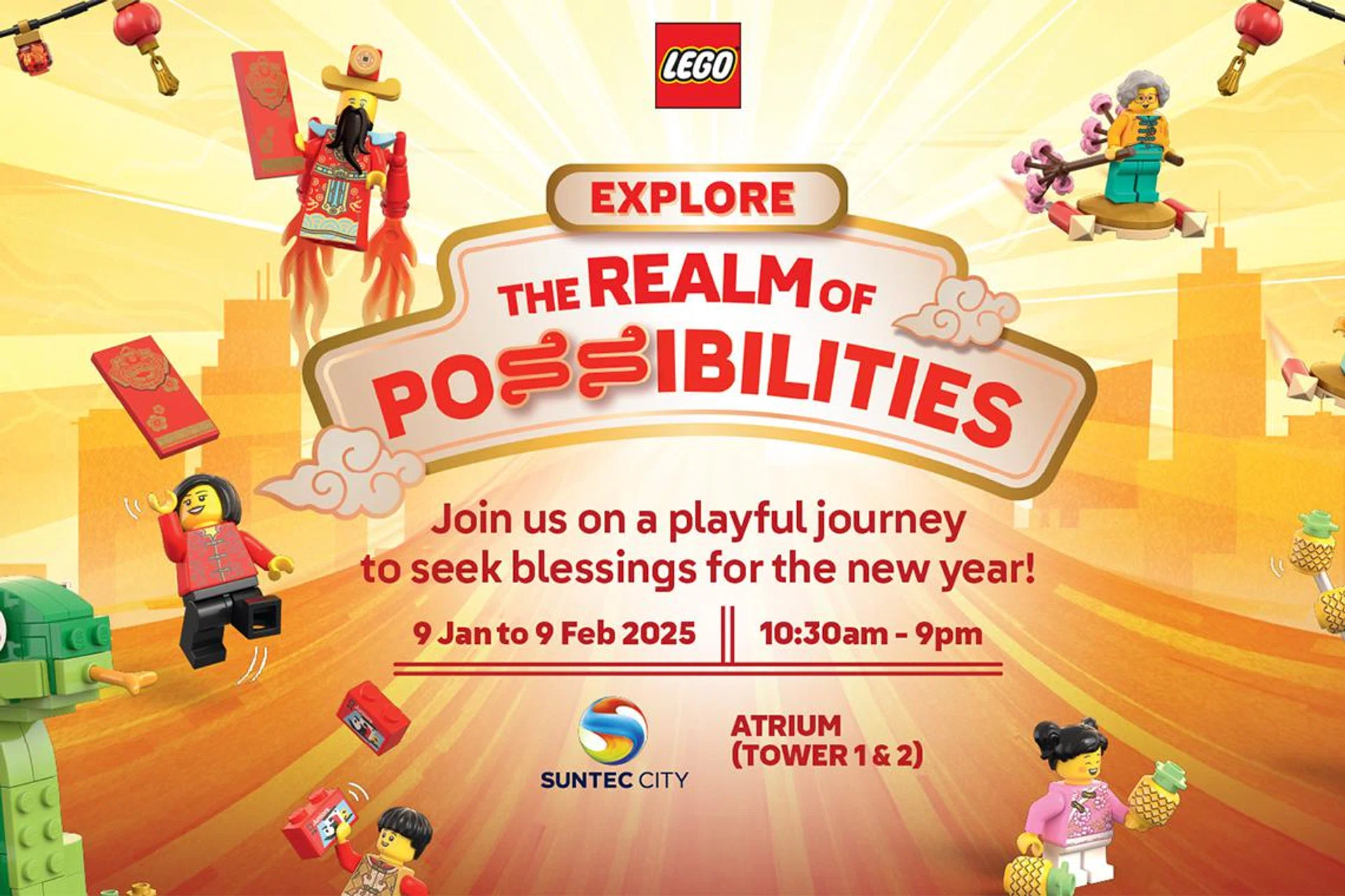 The first-ever LEGO God of Fortune mascot will also make an appearance. (Image source: The LEGO Group)