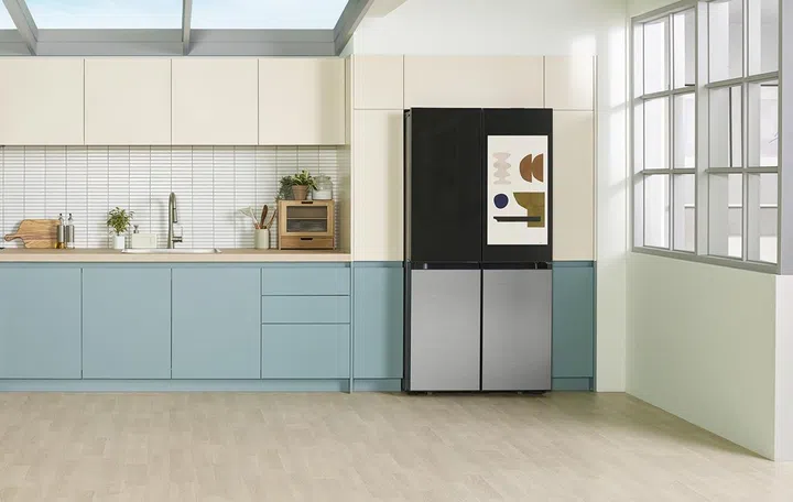 Samsung Bespoke 4-Door Flex Refrigerator with Family Hub+.