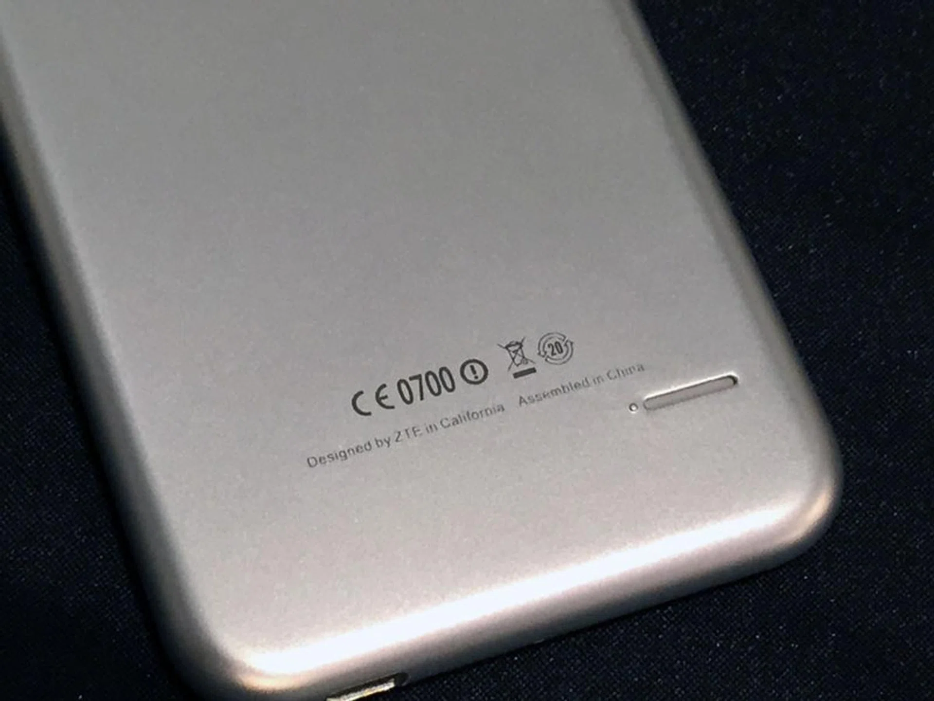 There's even a little 'Designed by ZTE in California. Assembled in China' on the back of the phone.