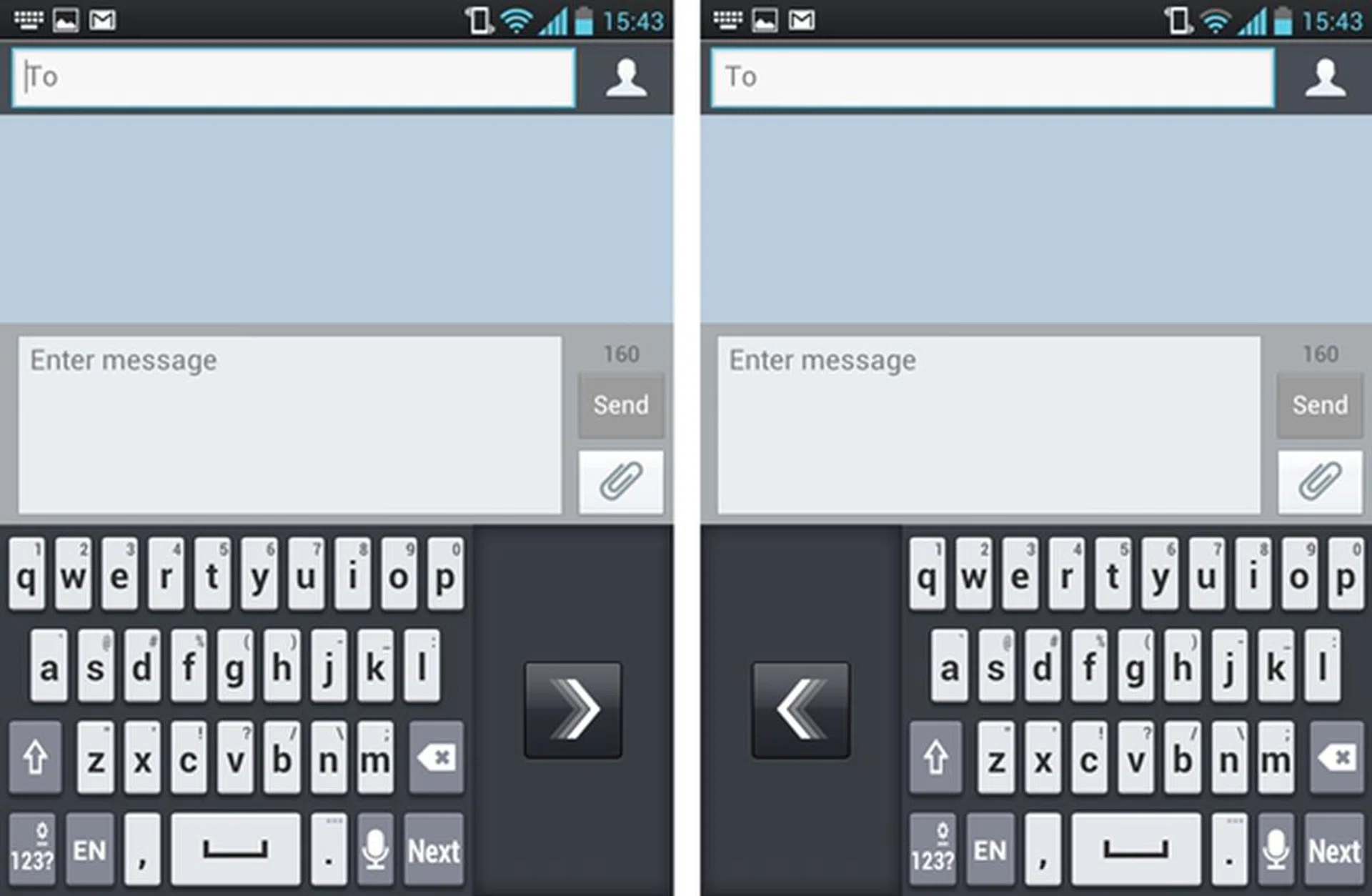 If you find the original keyboard too big for one-handed operation, you can simply toggle the left-hand/right-hand keyboard option on for easier typing. First, you have to turn on the option under Settings. 