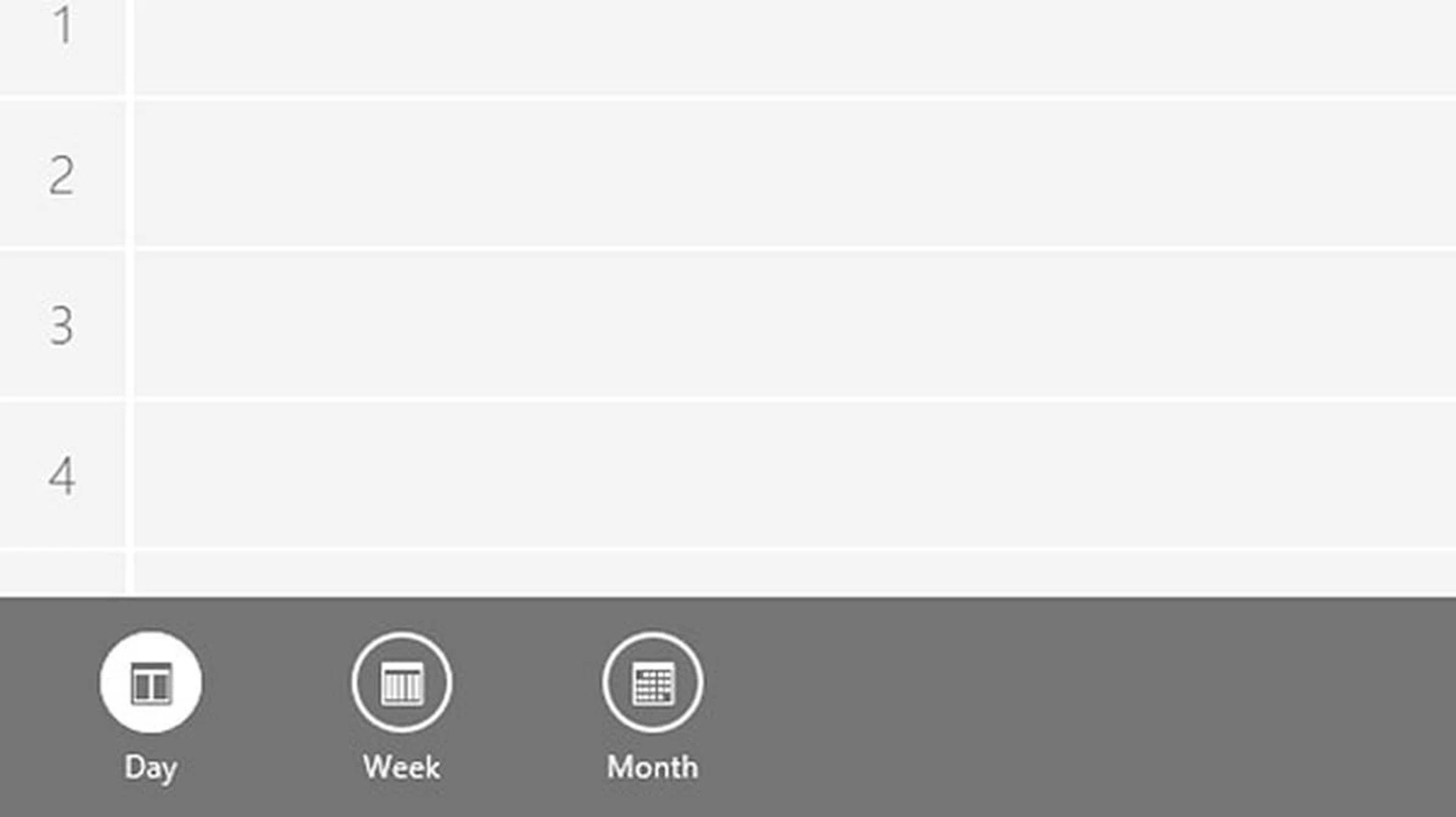 By default, the Calendar app uses a month view. You choose also choose from a day or week view.
