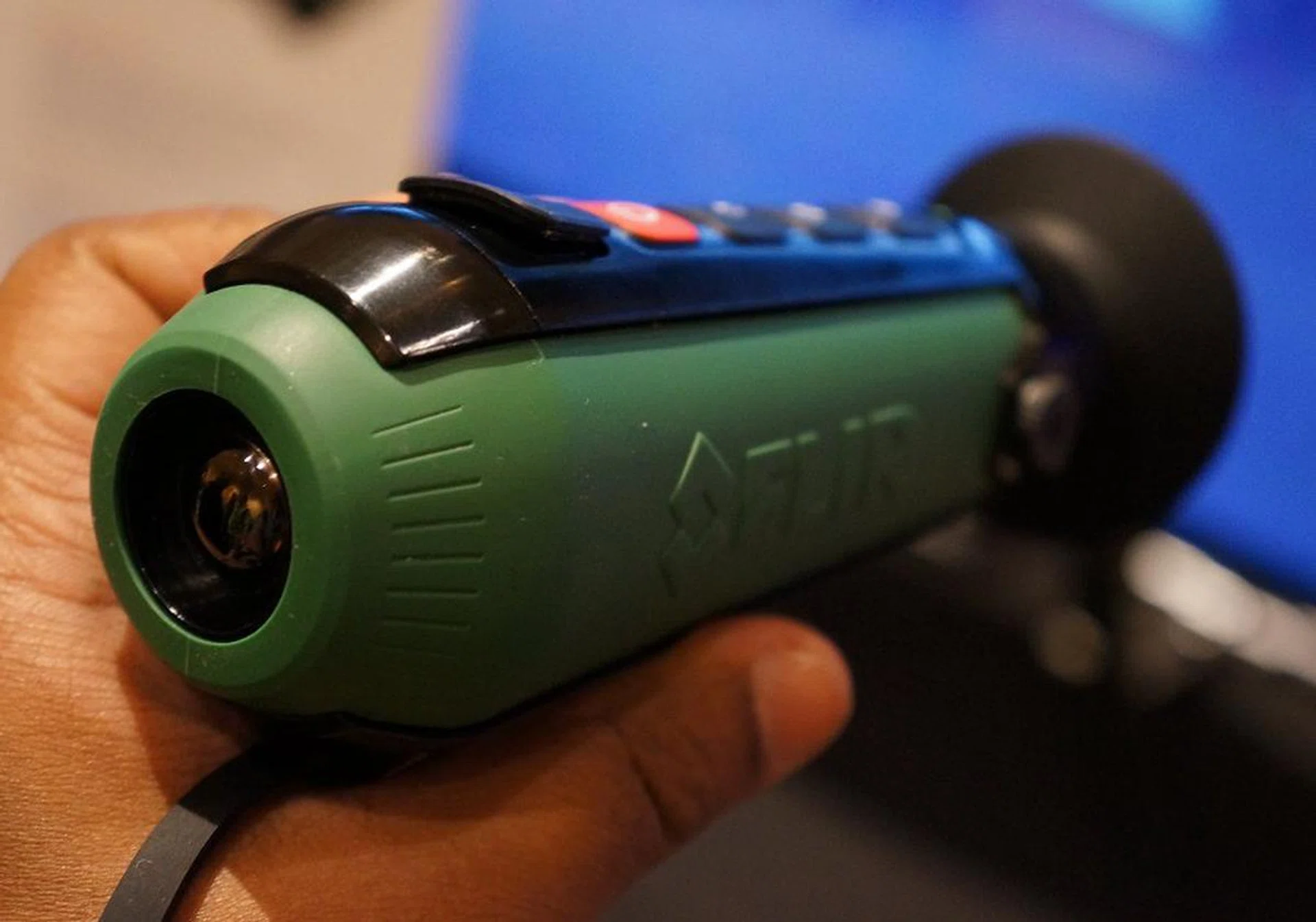 FLIR is a leader in thermal imaging cameras and product. At CES 2016, they’ve got a new tough handheld imager that’s great for camping and other adventure trips. One use-case scenario in the woods is if you hear some noise in the distance and you’re not sure what to expect, you can point this imager in that direction (this model shown here is good for 100 meters) and you can get an idea of what you might be dealing with, e.g. people, animals, etc.